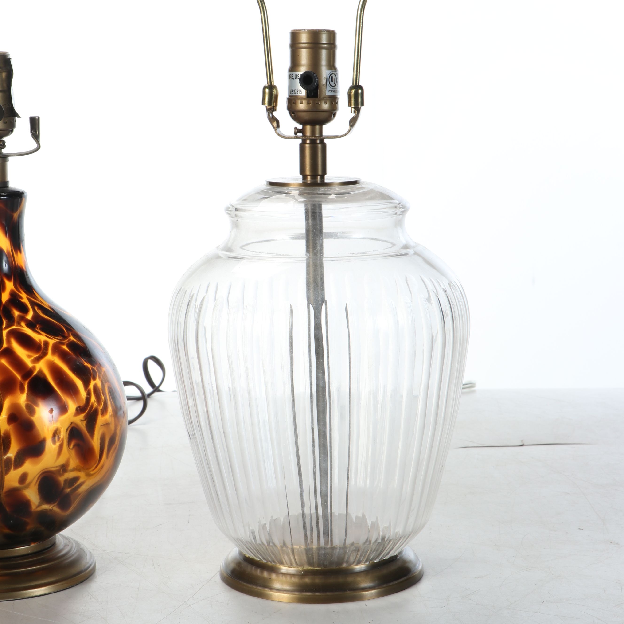 Ballard Designs Tortoise Glass Accent Lamp with Ribbed Glass Accent Lamp