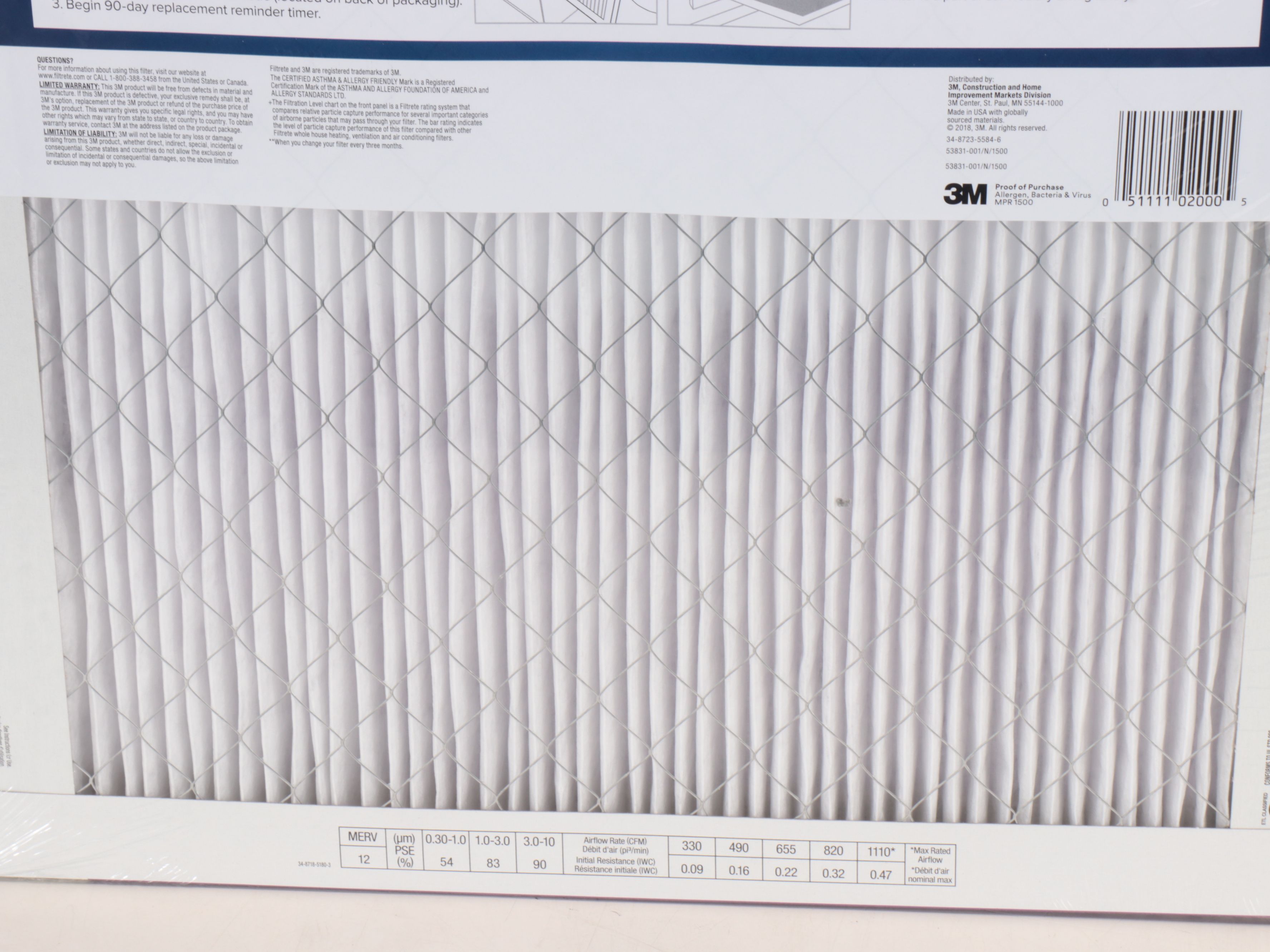 3M Filtrete 1500 High Performance Air Filters, 16" x 20" x 1"