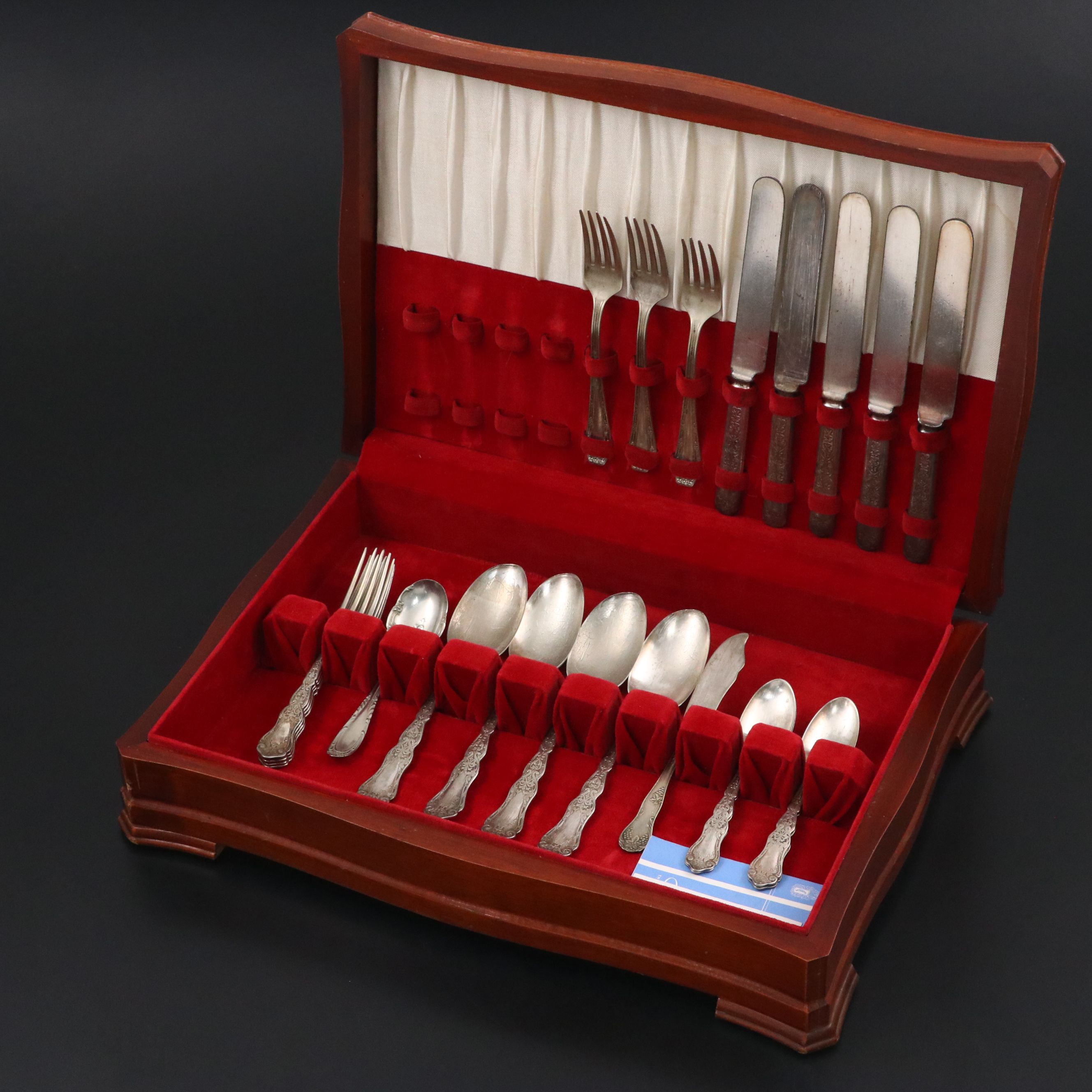 International "Alhambra" Silver Plate Flatware and Others in Wooden Case