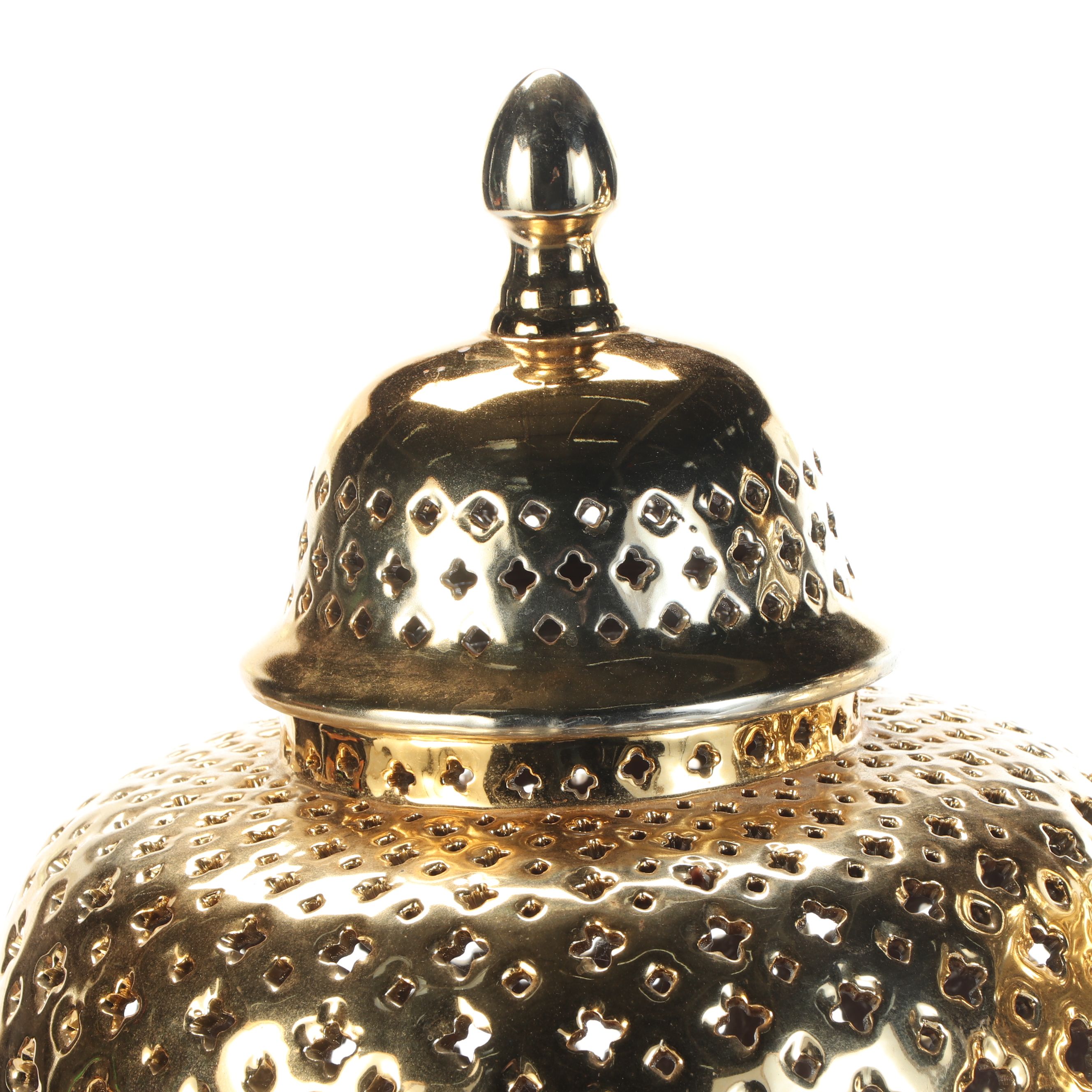 Gallerie Z Gold Lacquered Reticulated Ceramic Ginger Jars