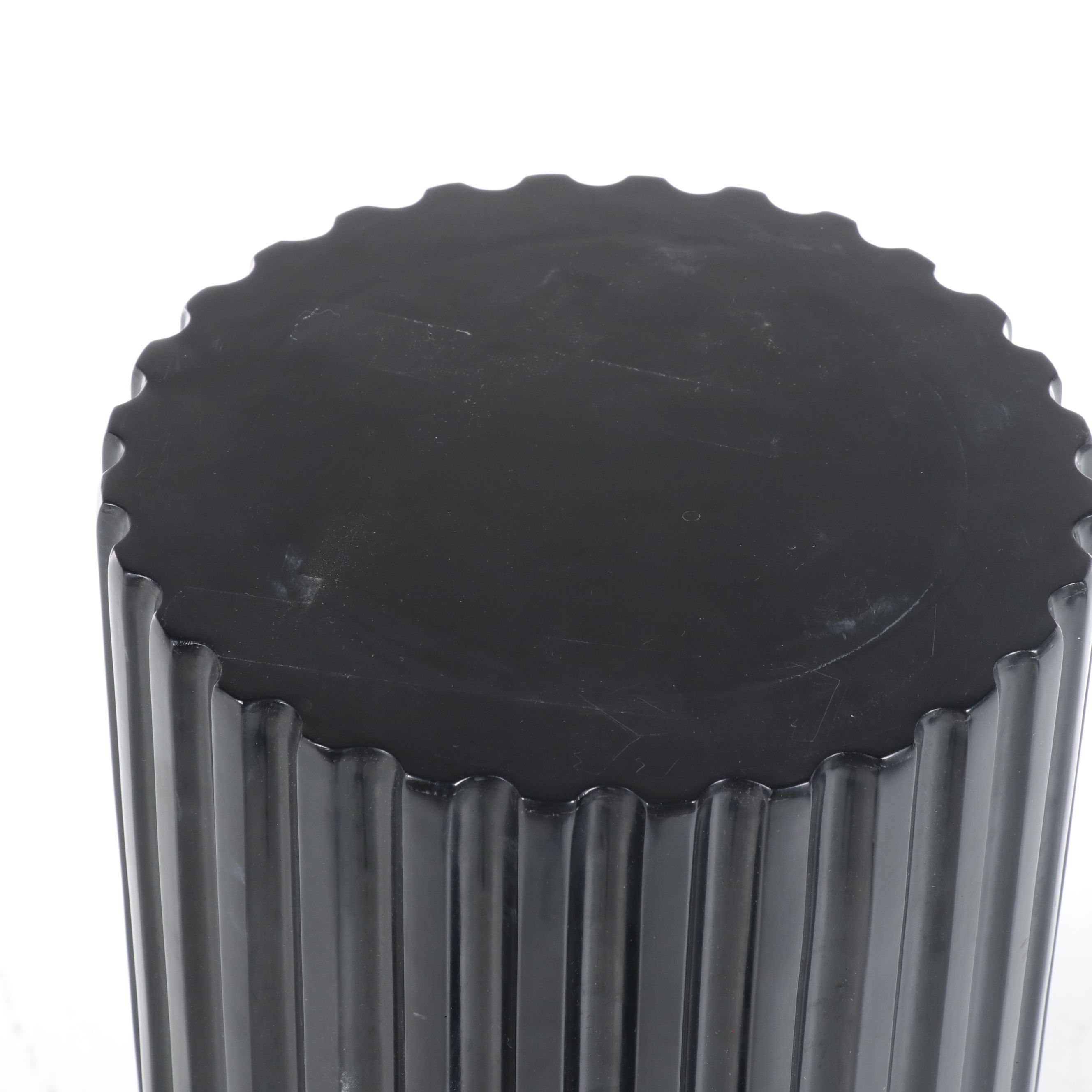 Enameled Black with Gilt Accented Fluted Column Stand