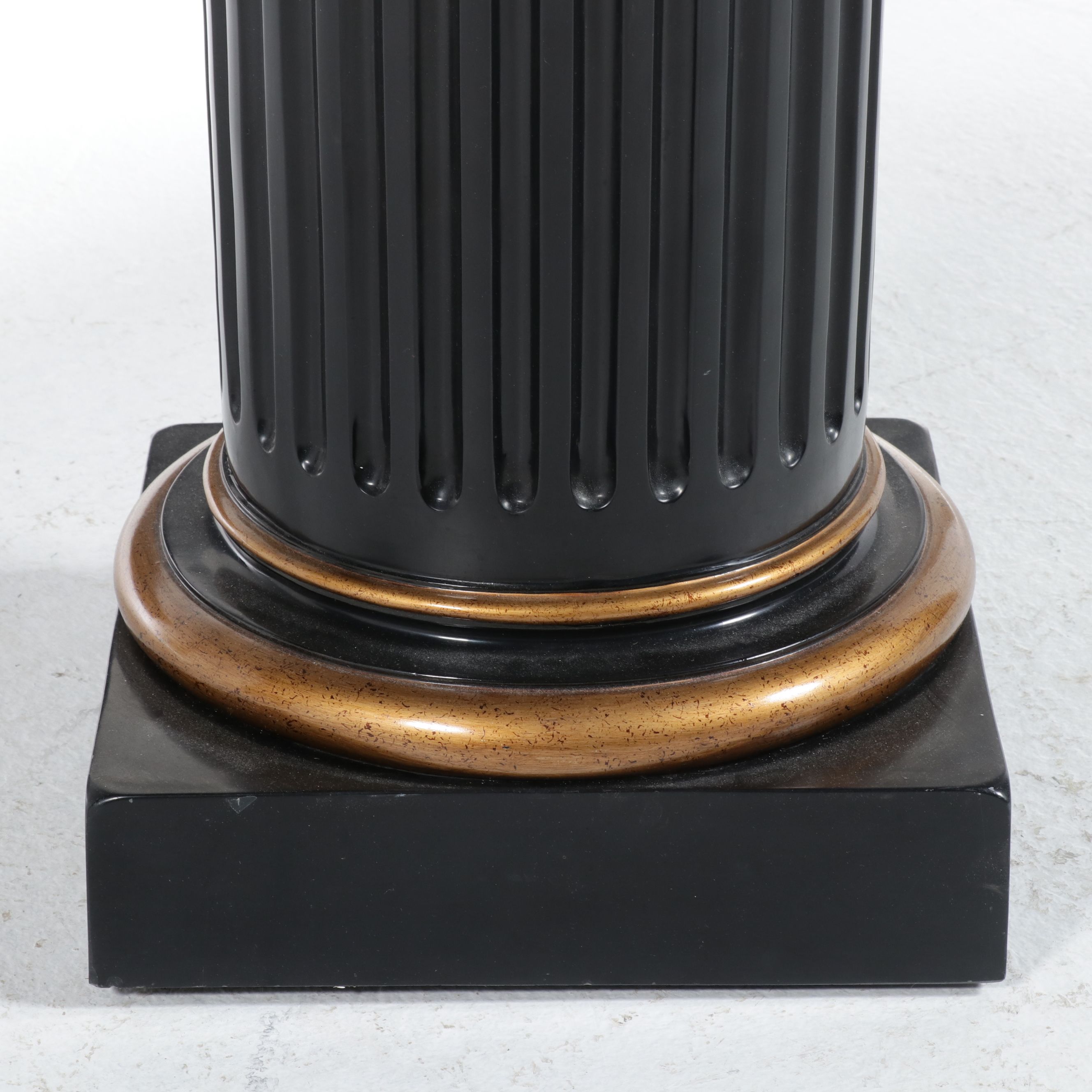 Enameled Black with Gilt Accented Fluted Column Stand
