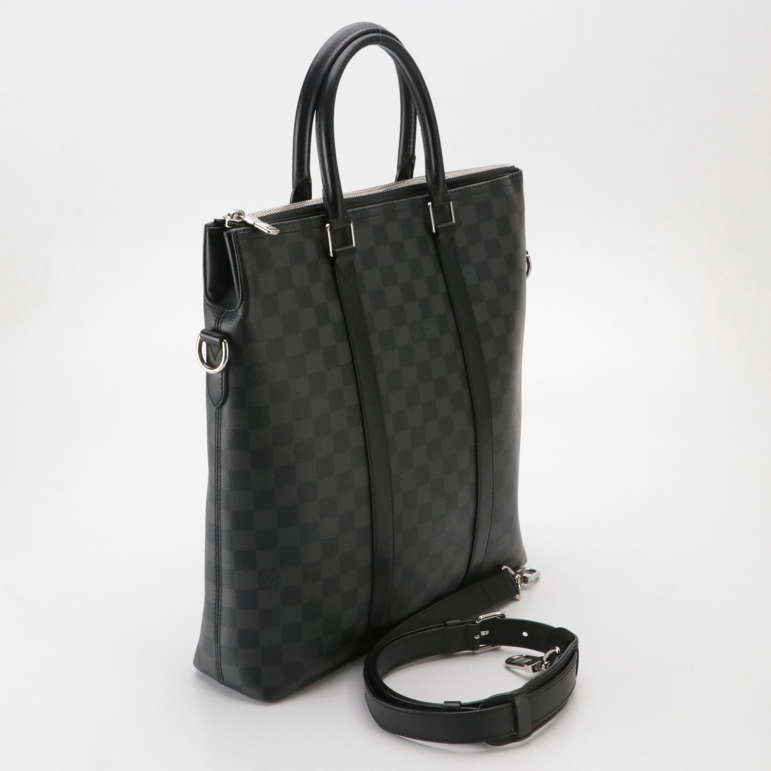 Louis Vuitton Anton Top Handle Two-Way Bag in Damier Graphite Canvas and Leather