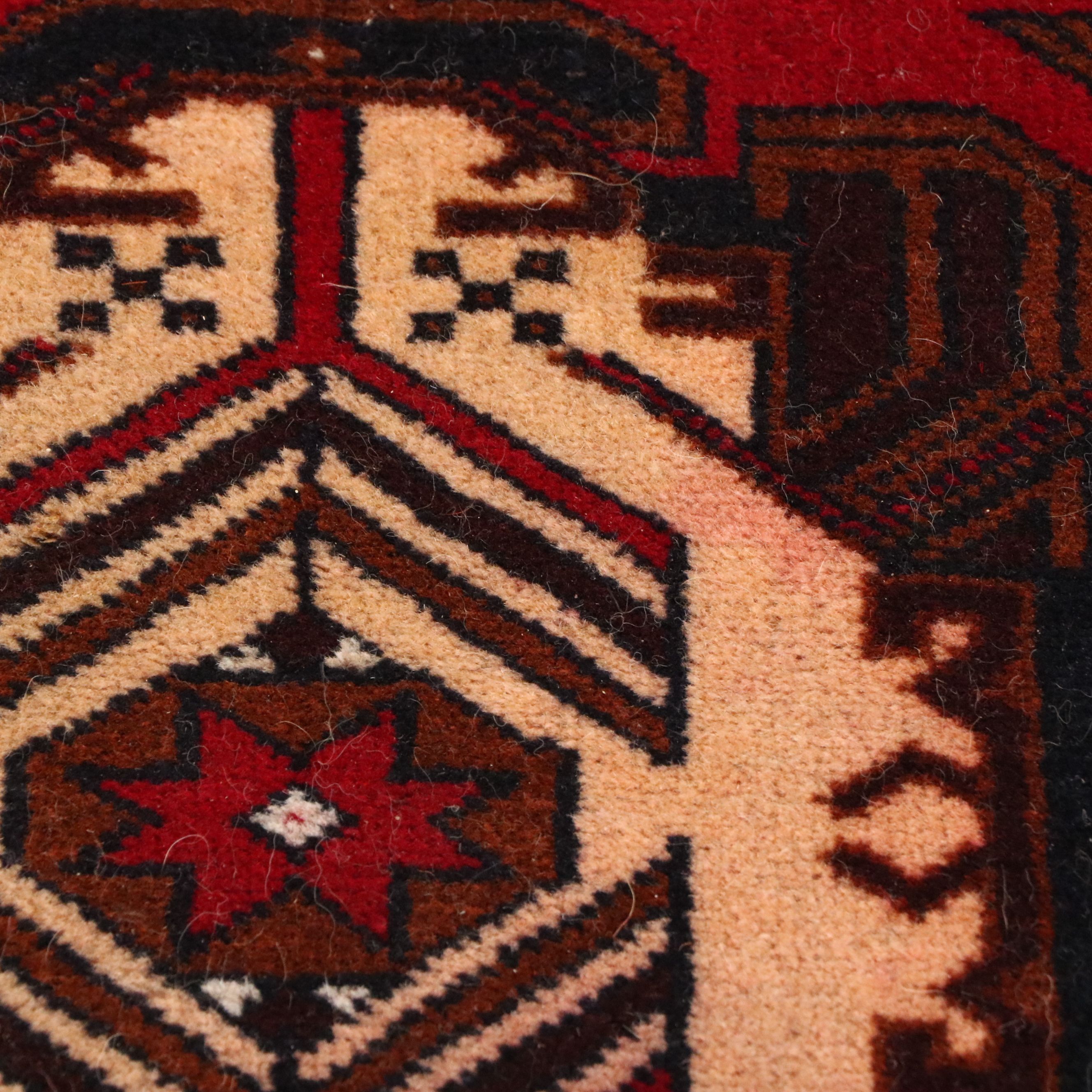 2'10 x 4'10 Hand-Knotted Afghan Baluch Accent Rug