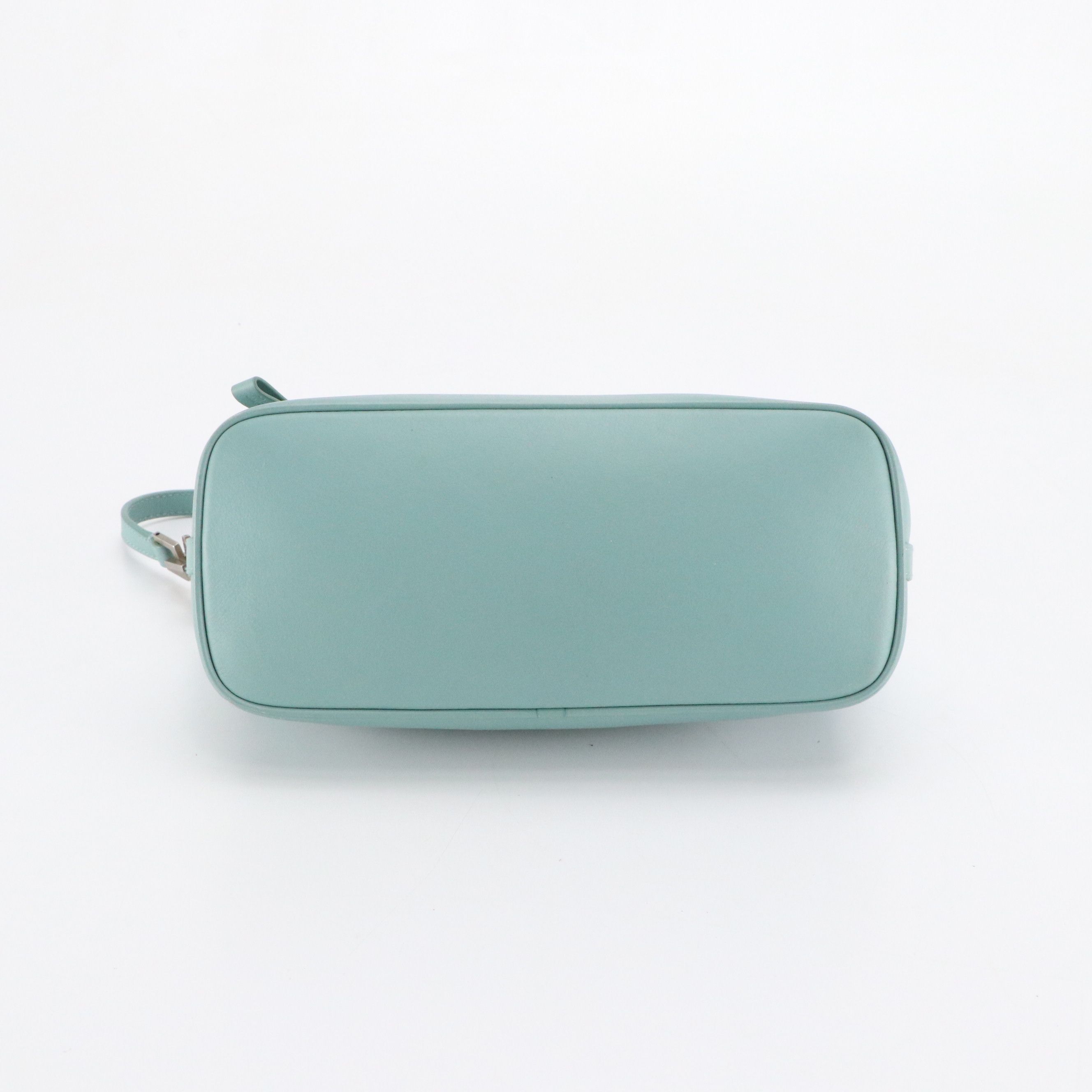 Salvatore Ferragamo Zippered Shoulder Bag in Light Teal Calfskin Leather