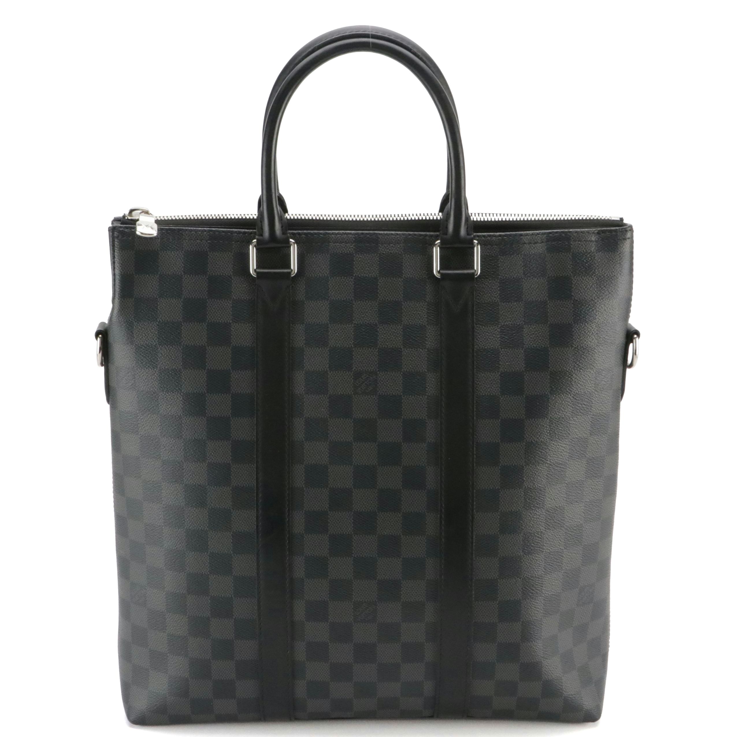 Louis Vuitton Anton Top Handle Two-Way Bag in Damier Graphite Canvas and Leather