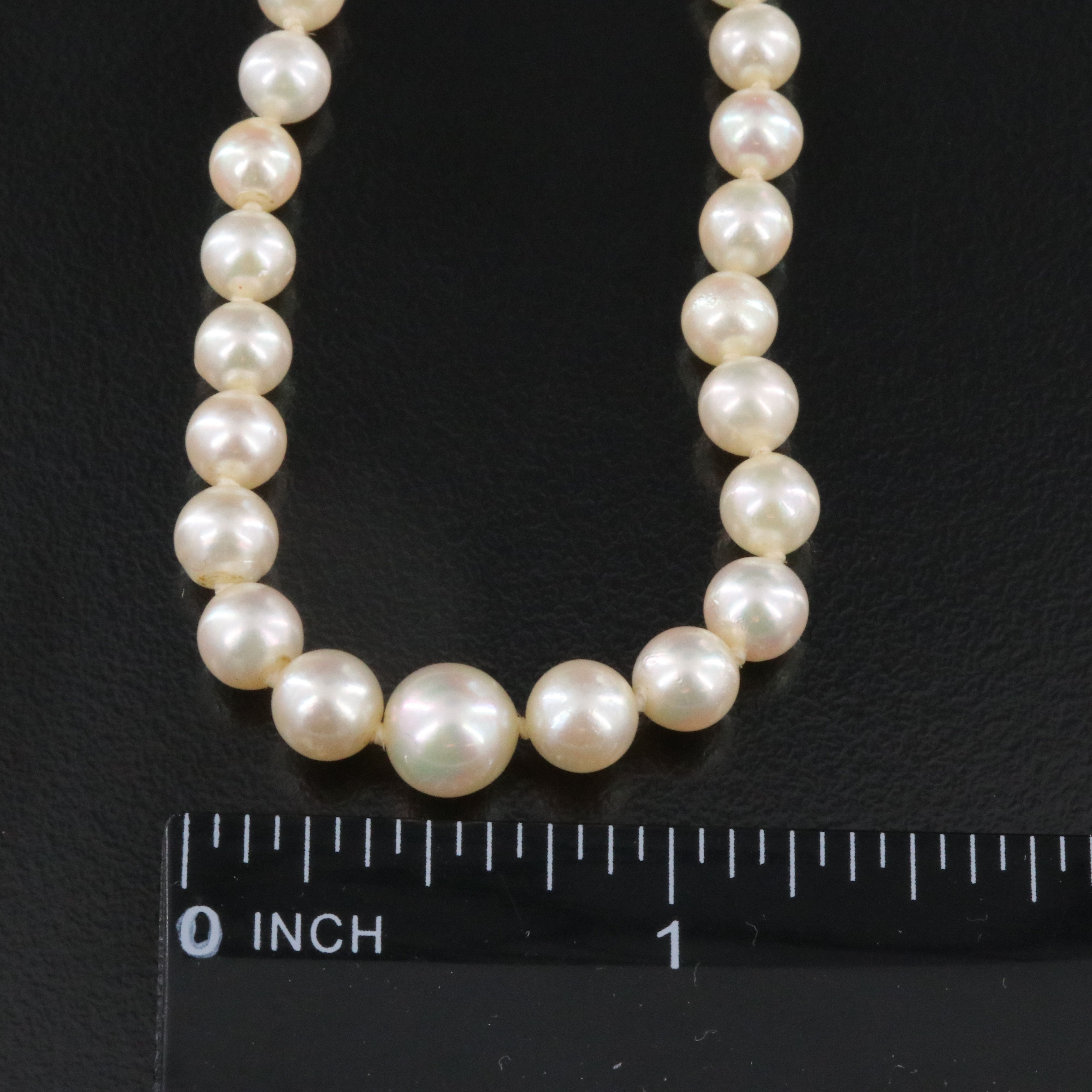 Graduated Pearl Necklace with Antique Platinum Diamond Clasp and GIA Report