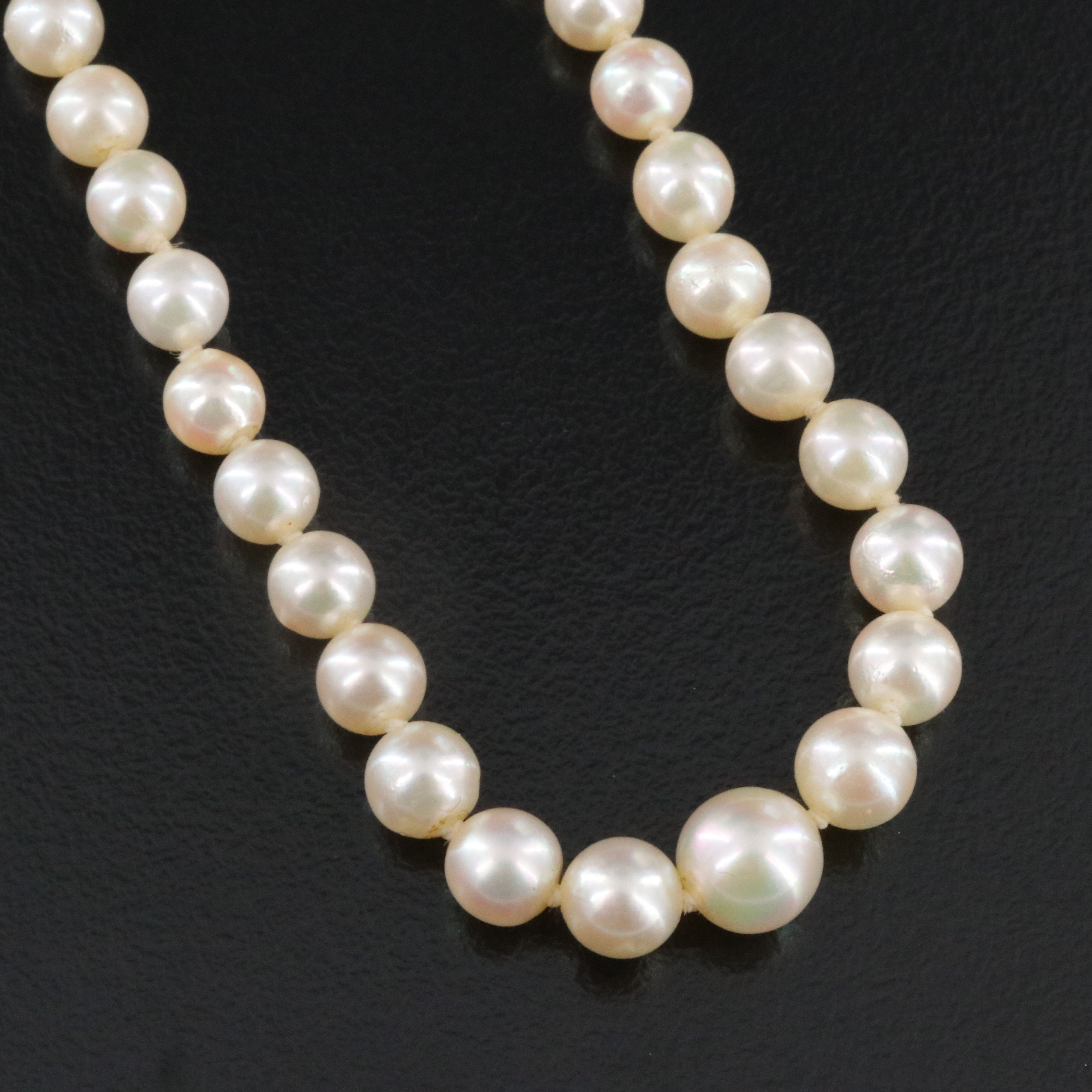 Graduated Pearl Necklace with Antique Platinum Diamond Clasp and GIA Report