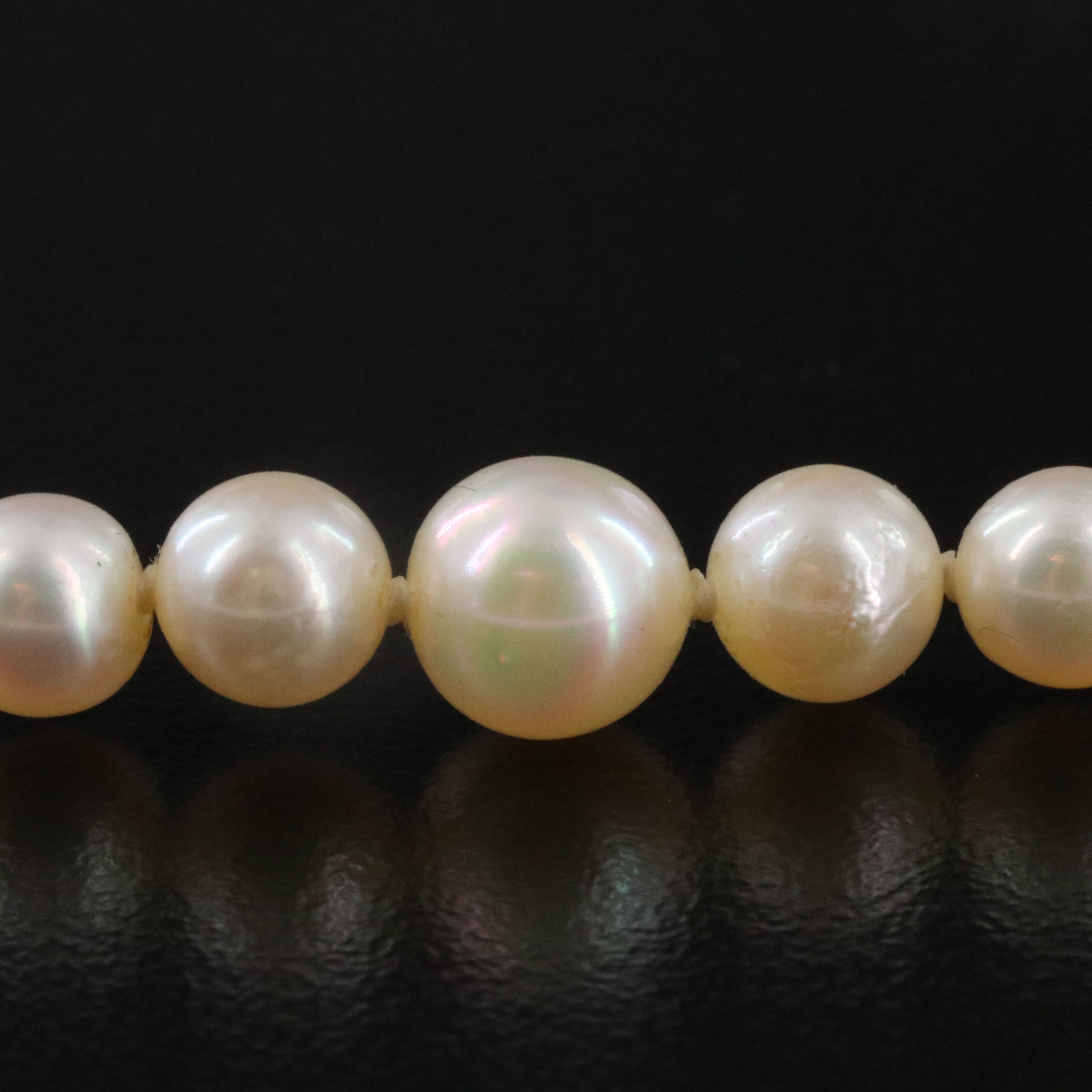 Graduated Pearl Necklace with Antique Platinum Diamond Clasp and GIA Report