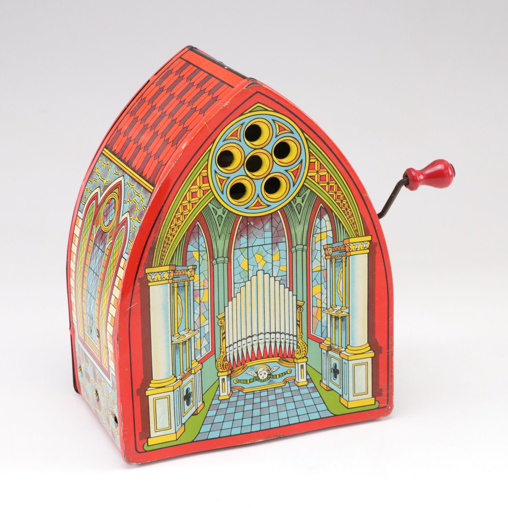 J. Chein & Co. Tin Litho Church Organ Music Box and Magnus Junior Toy Accordion