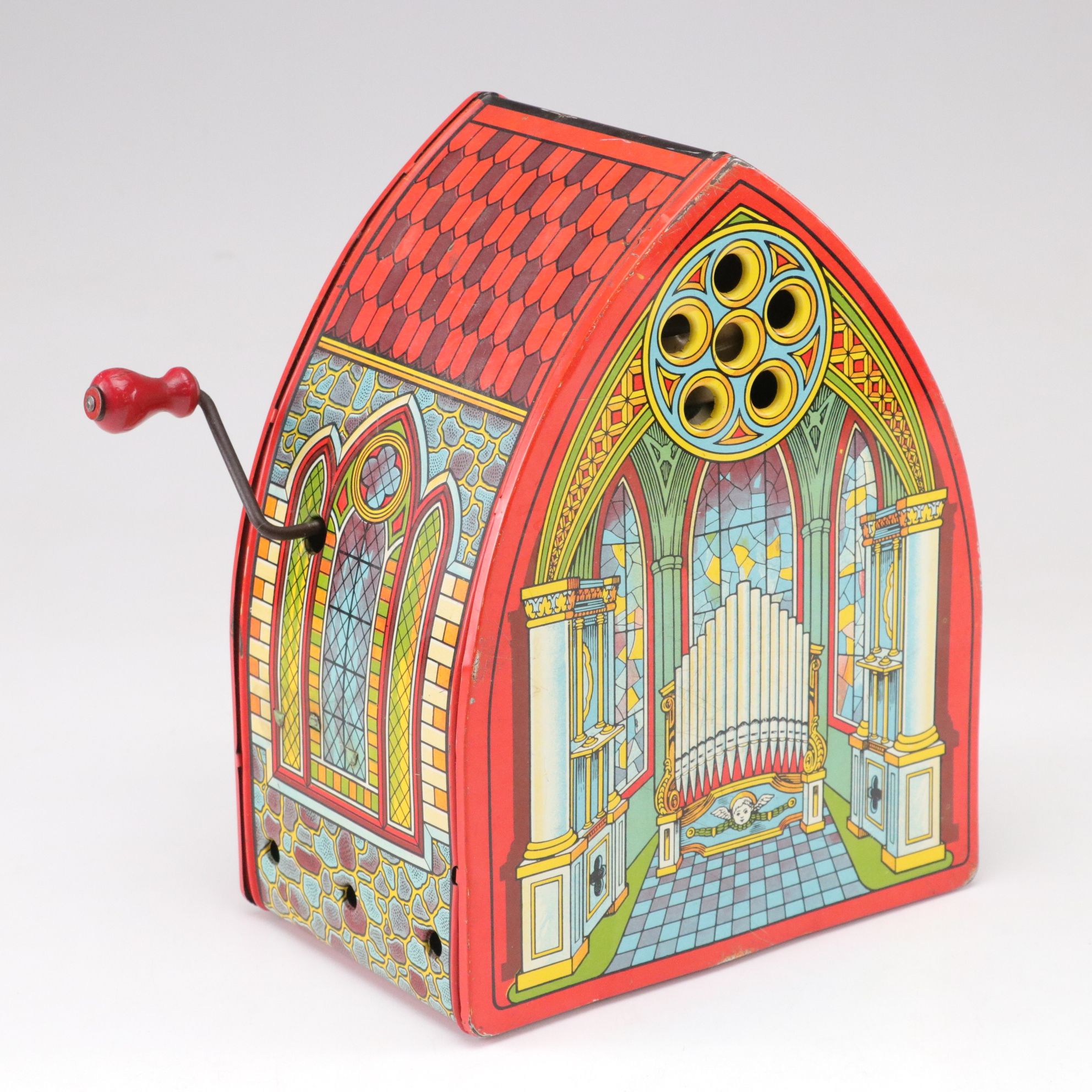 J. Chein & Co. Tin Litho Church Organ Music Box and Magnus Junior Toy Accordion