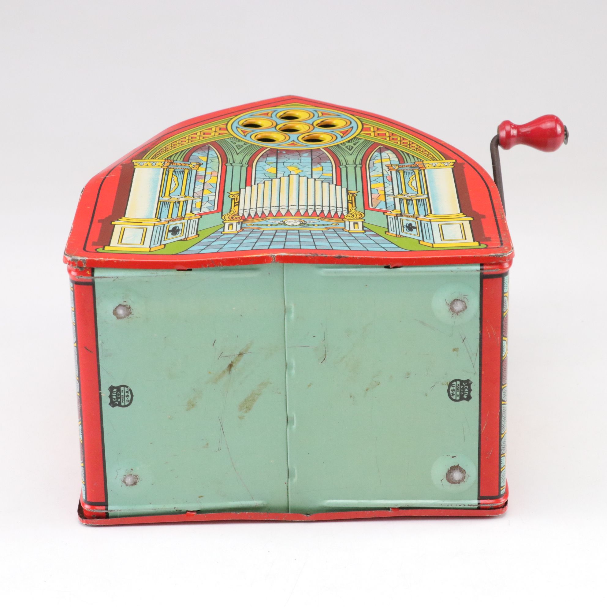J. Chein & Co. Tin Litho Church Organ Music Box and Magnus Junior Toy Accordion