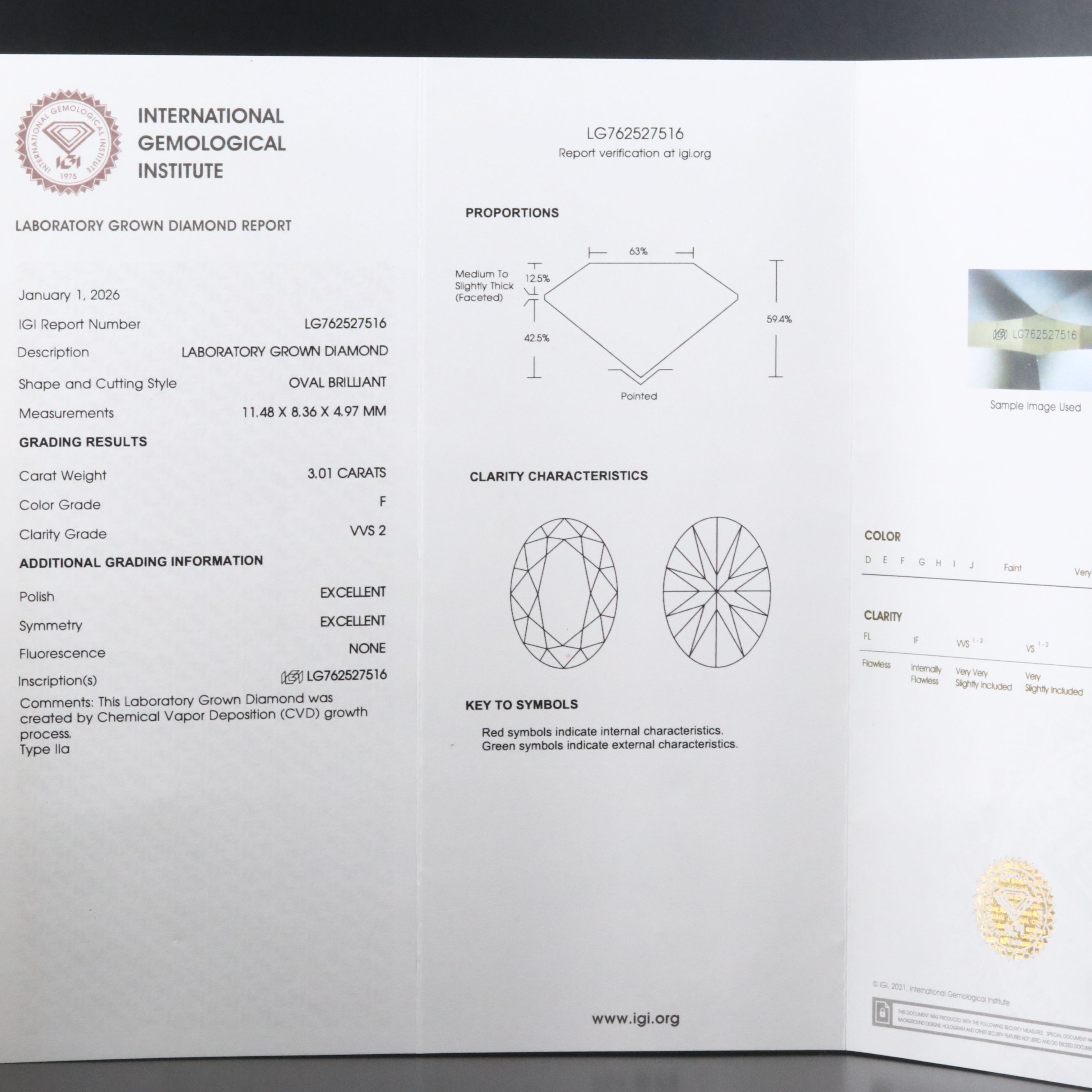 18K 3.01 CT Lab Grown Diamond Ring with IGI Report