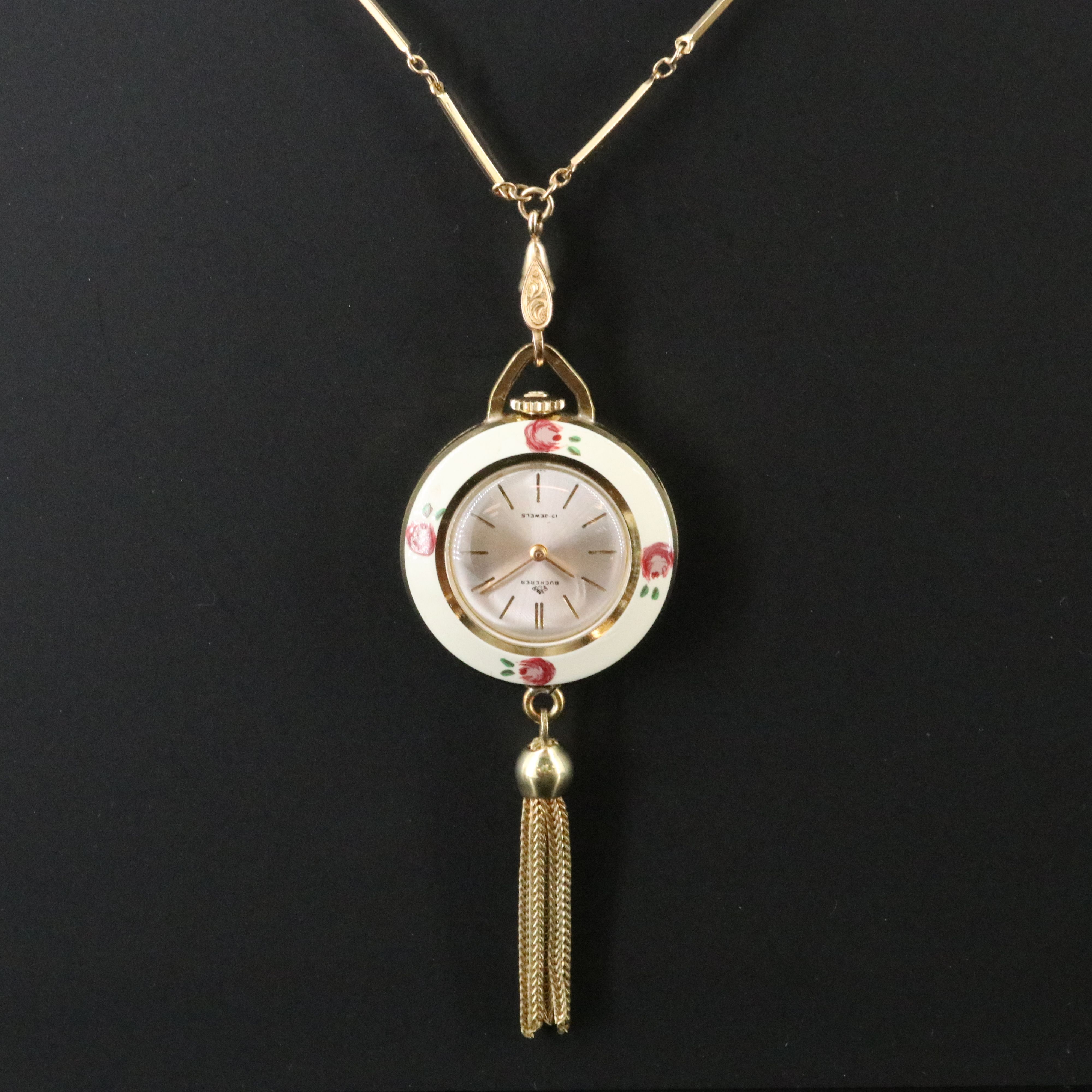 Bucherer Gold-Tone and Enamel Pendant Watch