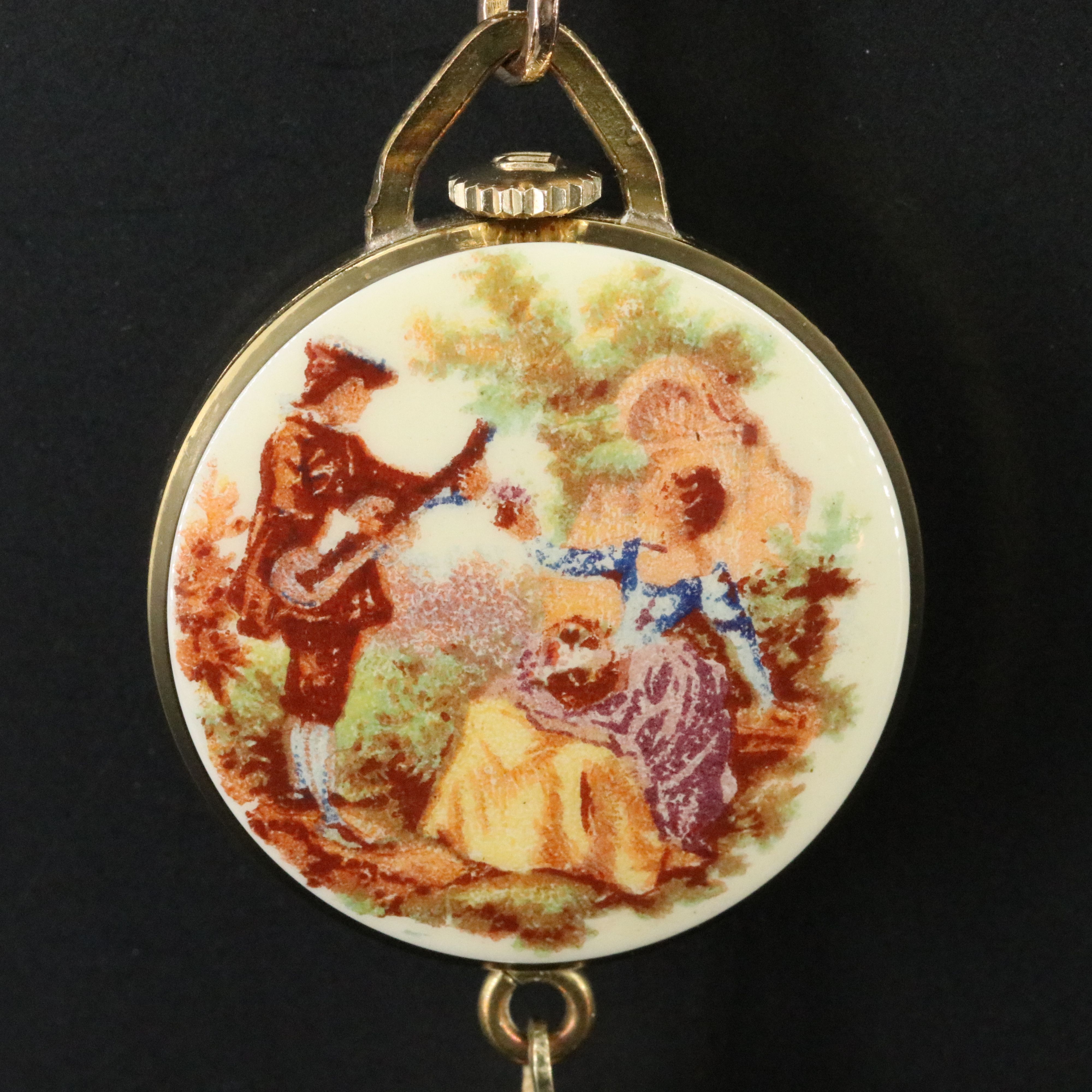 Bucherer Gold-Tone and Enamel Pendant Watch