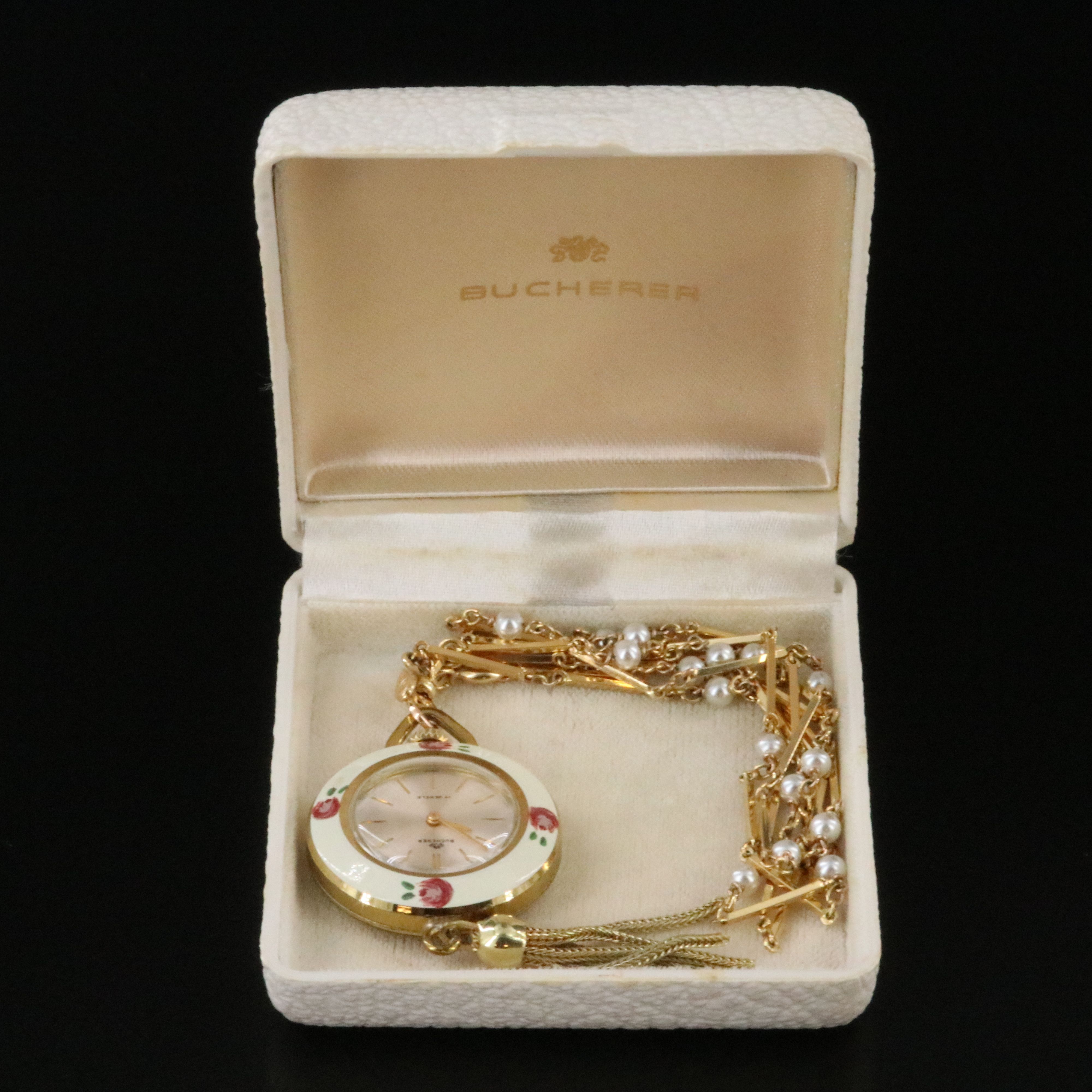 Bucherer Gold-Tone and Enamel Pendant Watch