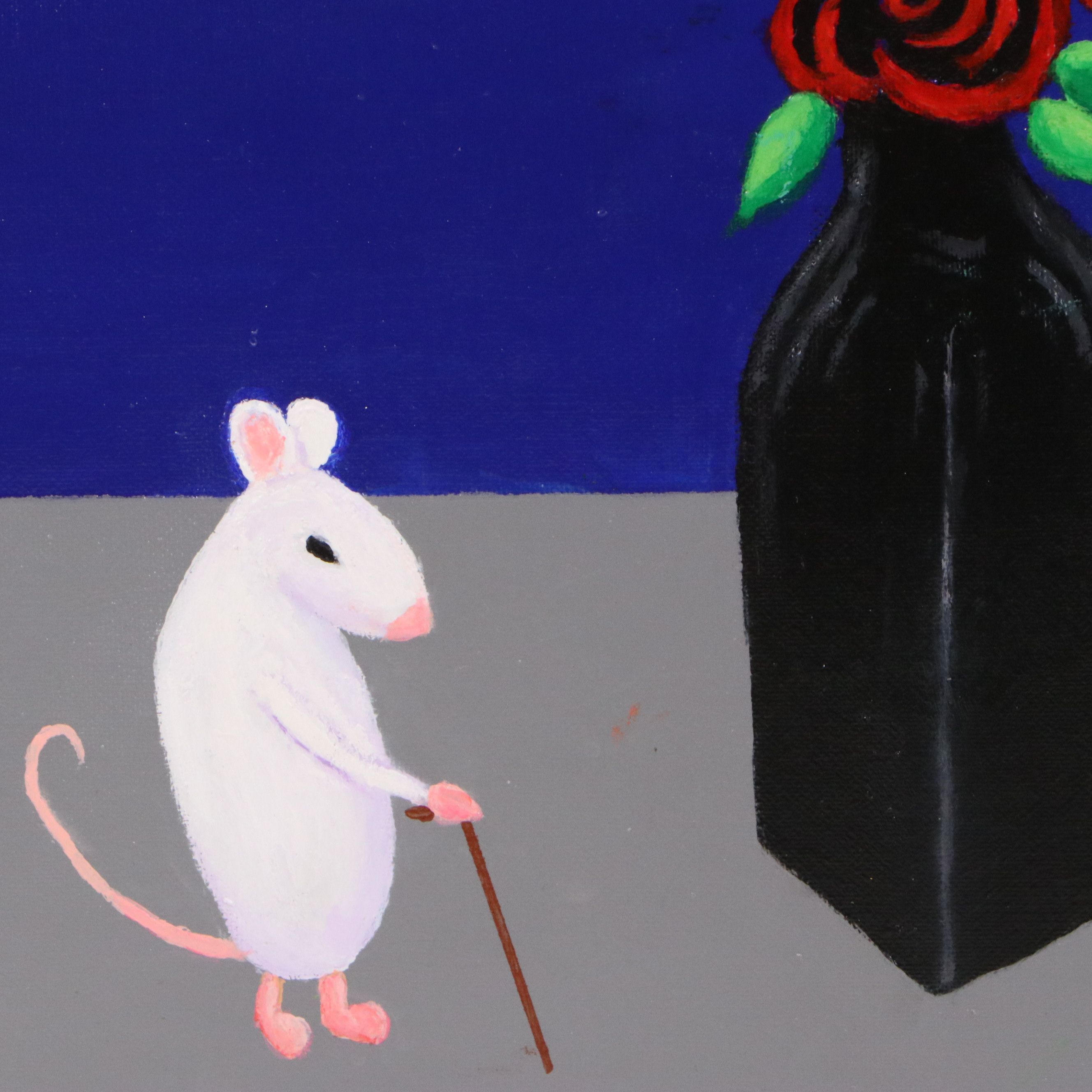 James Thomas Watkins Stylized Nocturne Floral Still Life Acrylic Paintings