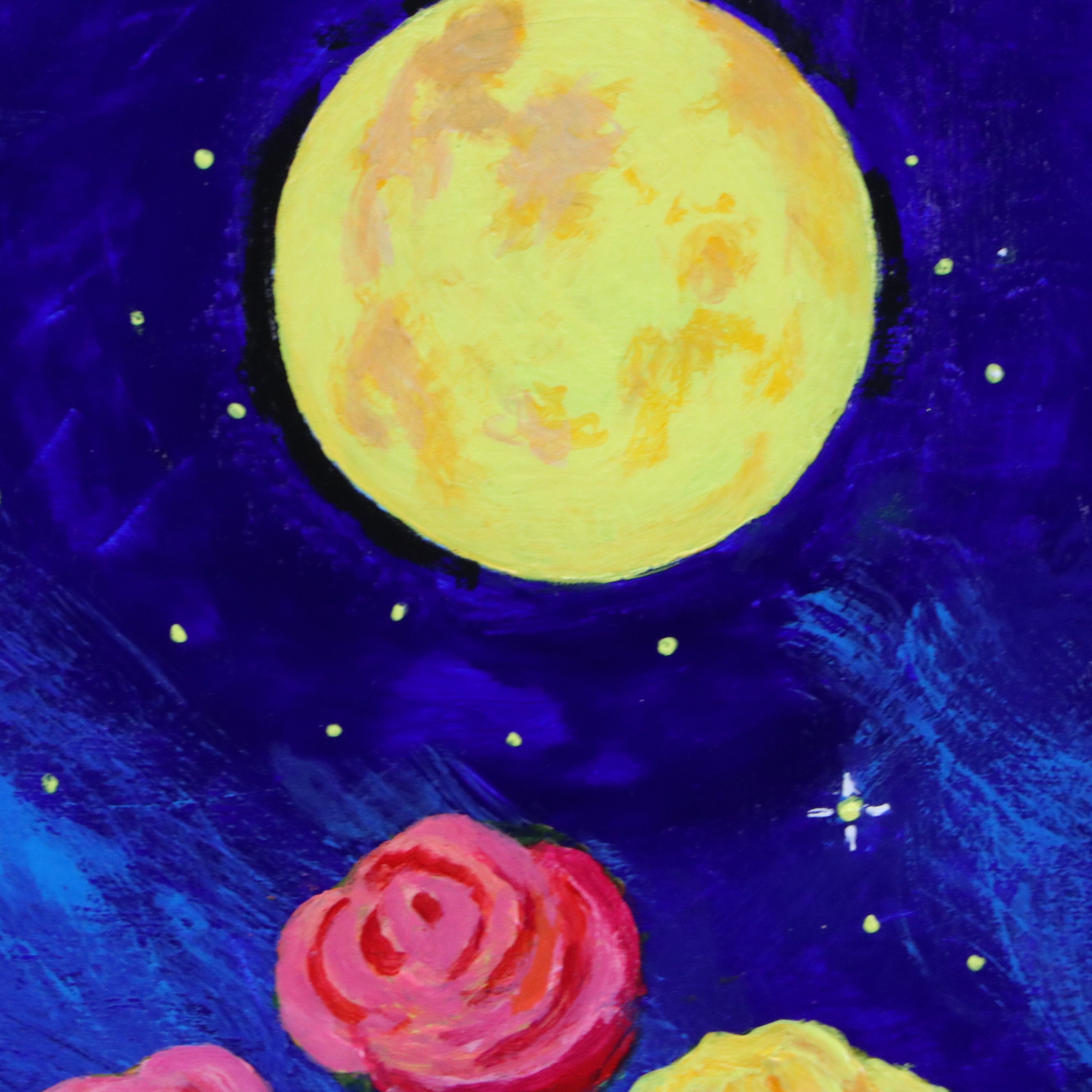 James Thomas Watkins Stylized Nocturne Floral Still Life Acrylic Paintings