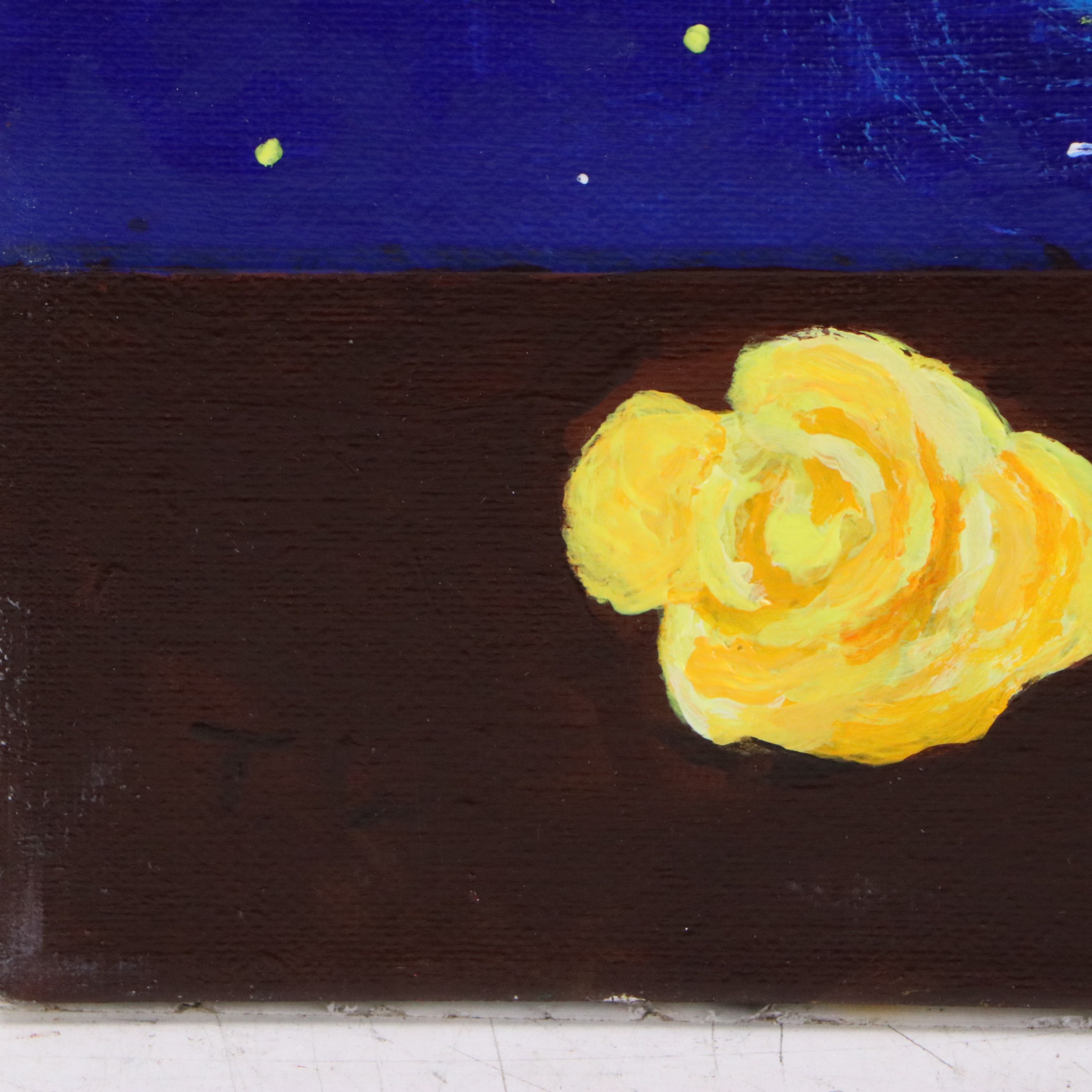 James Thomas Watkins Stylized Nocturne Floral Still Life Acrylic Paintings