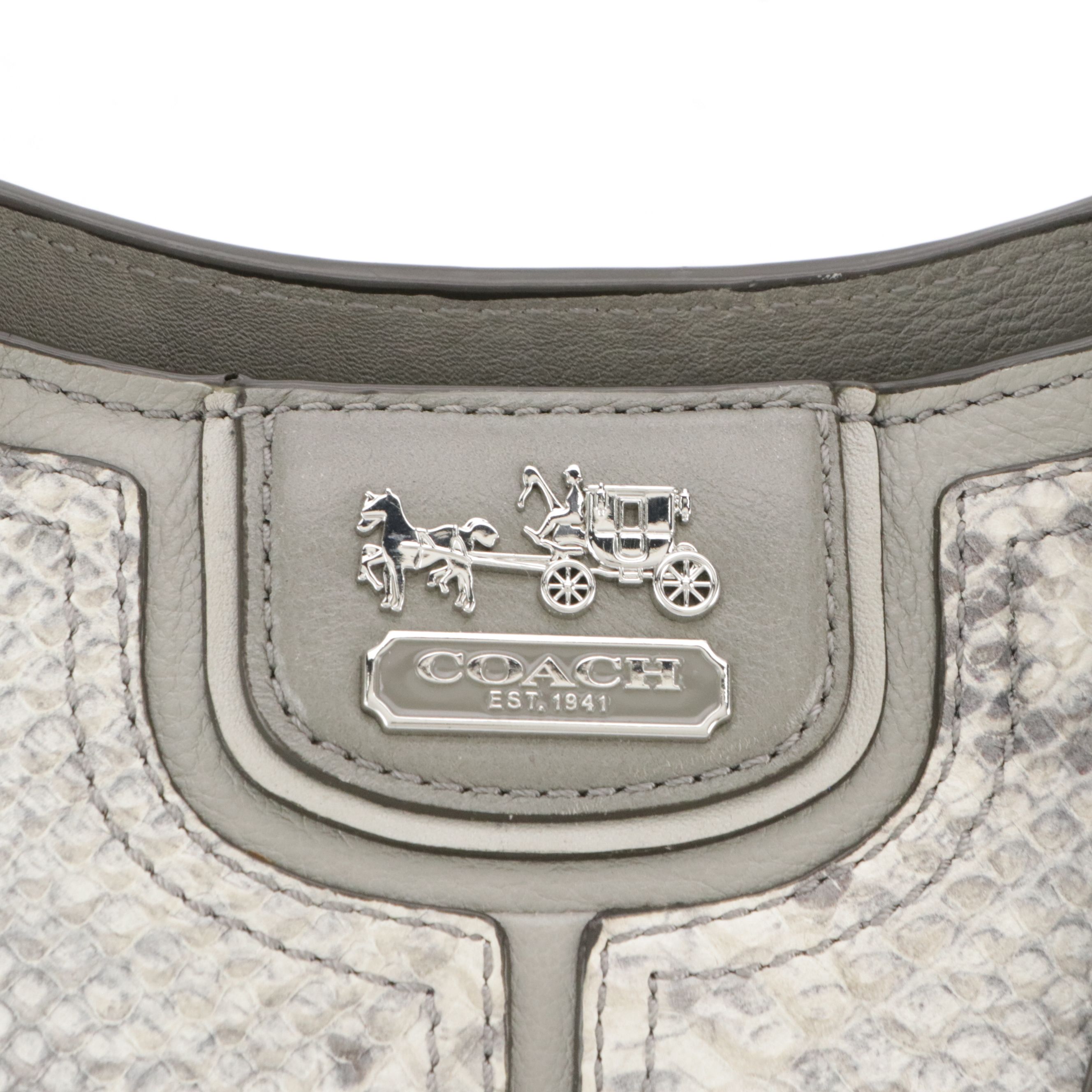Coach Madison Pinnacle Caroline Two-Way Satchel in Snakeskin and Grey Leather