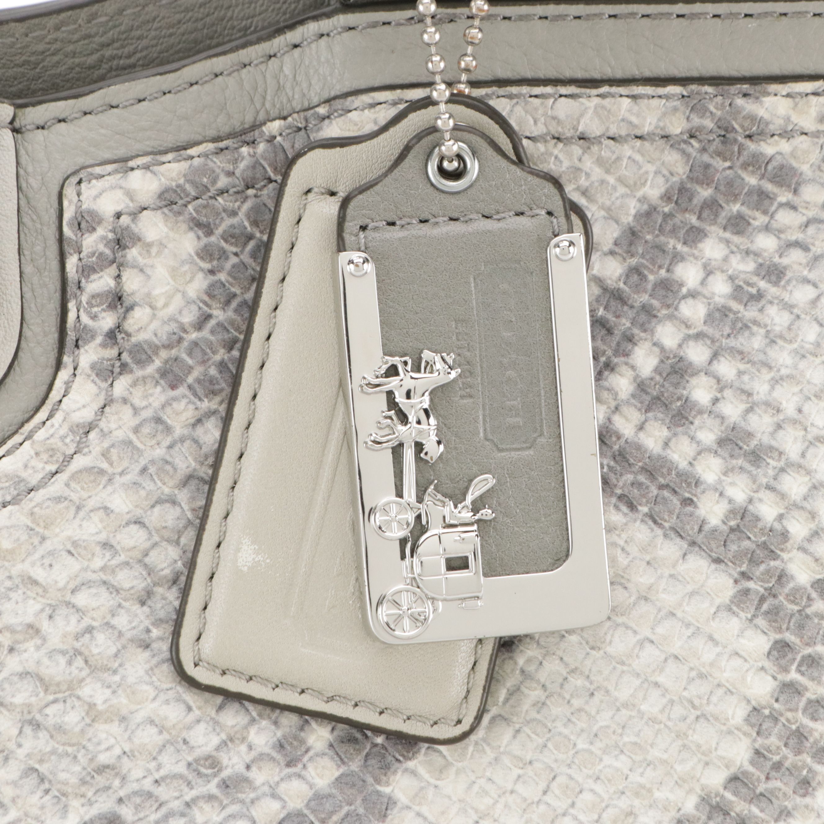 Coach Madison Pinnacle Caroline Two-Way Satchel in Snakeskin and Grey Leather