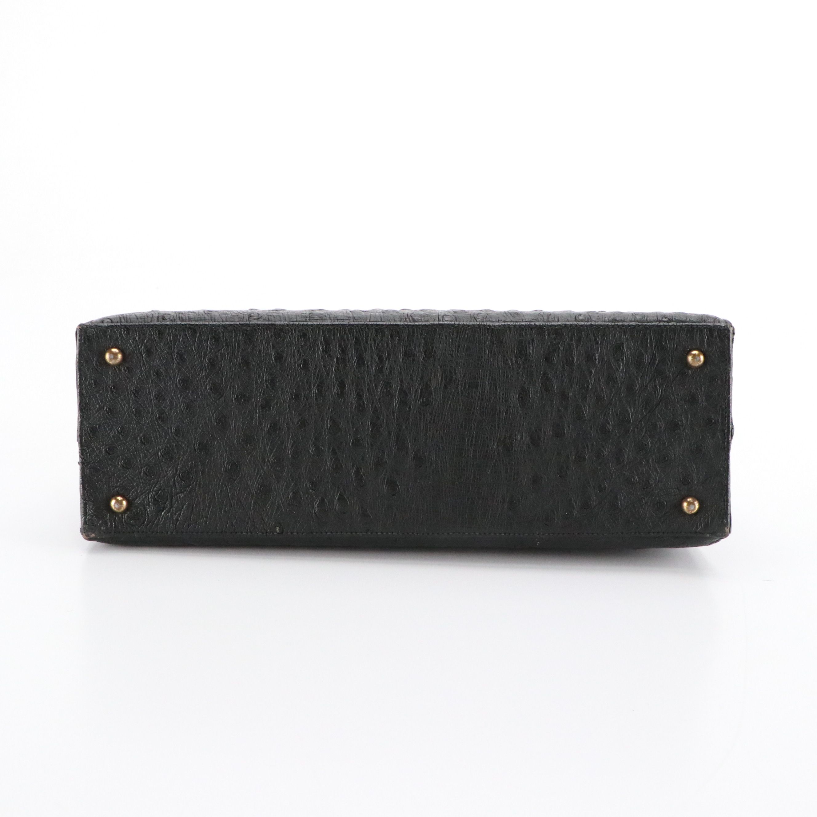 J. Miller Ostrich Skin Leather Handbag, Mid-20th Century