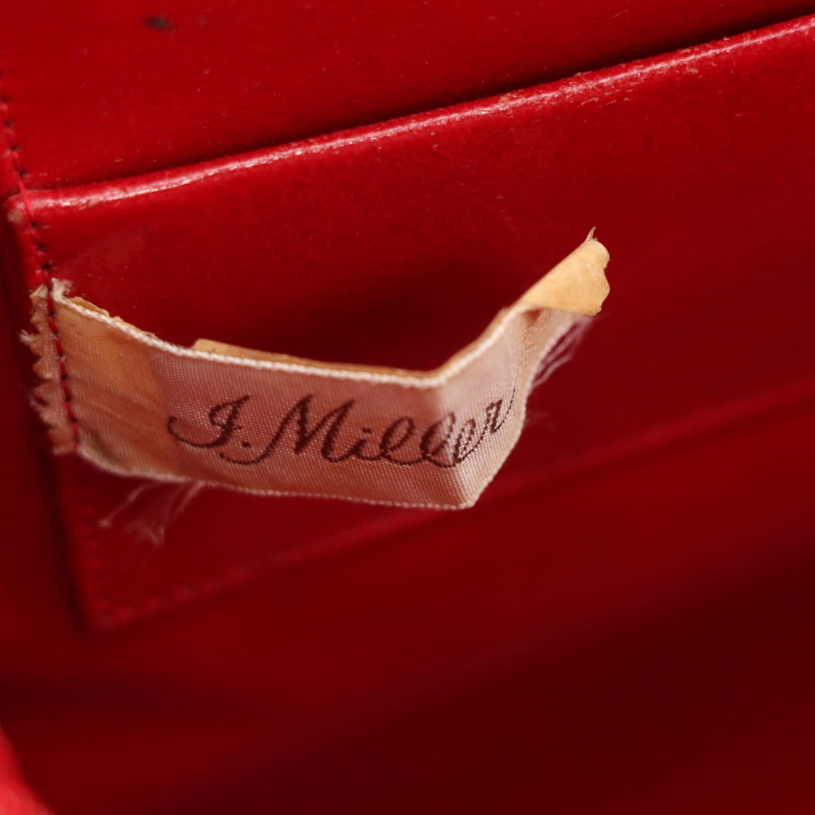 J. Miller Ostrich Skin Leather Handbag, Mid-20th Century