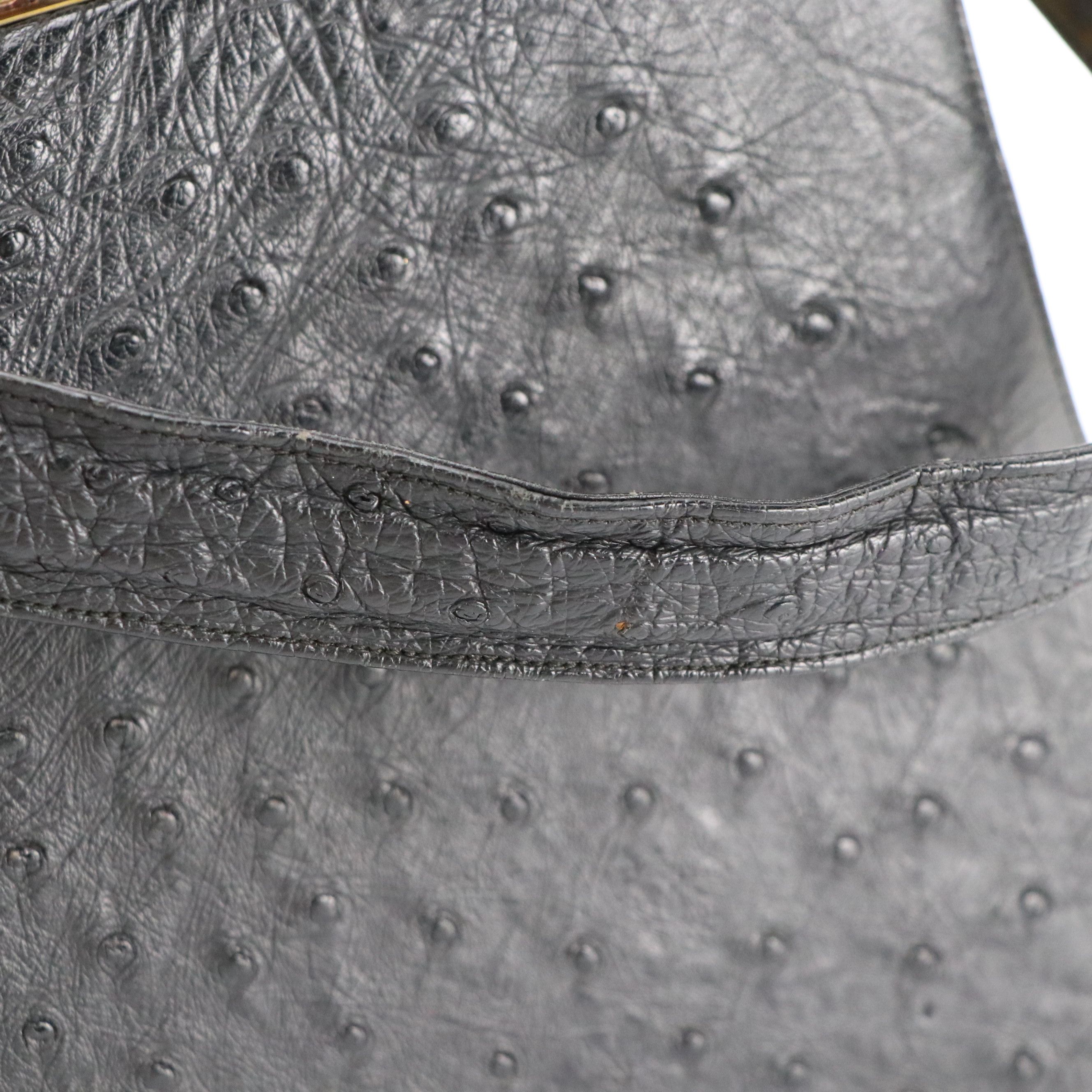 J. Miller Ostrich Skin Leather Handbag, Mid-20th Century