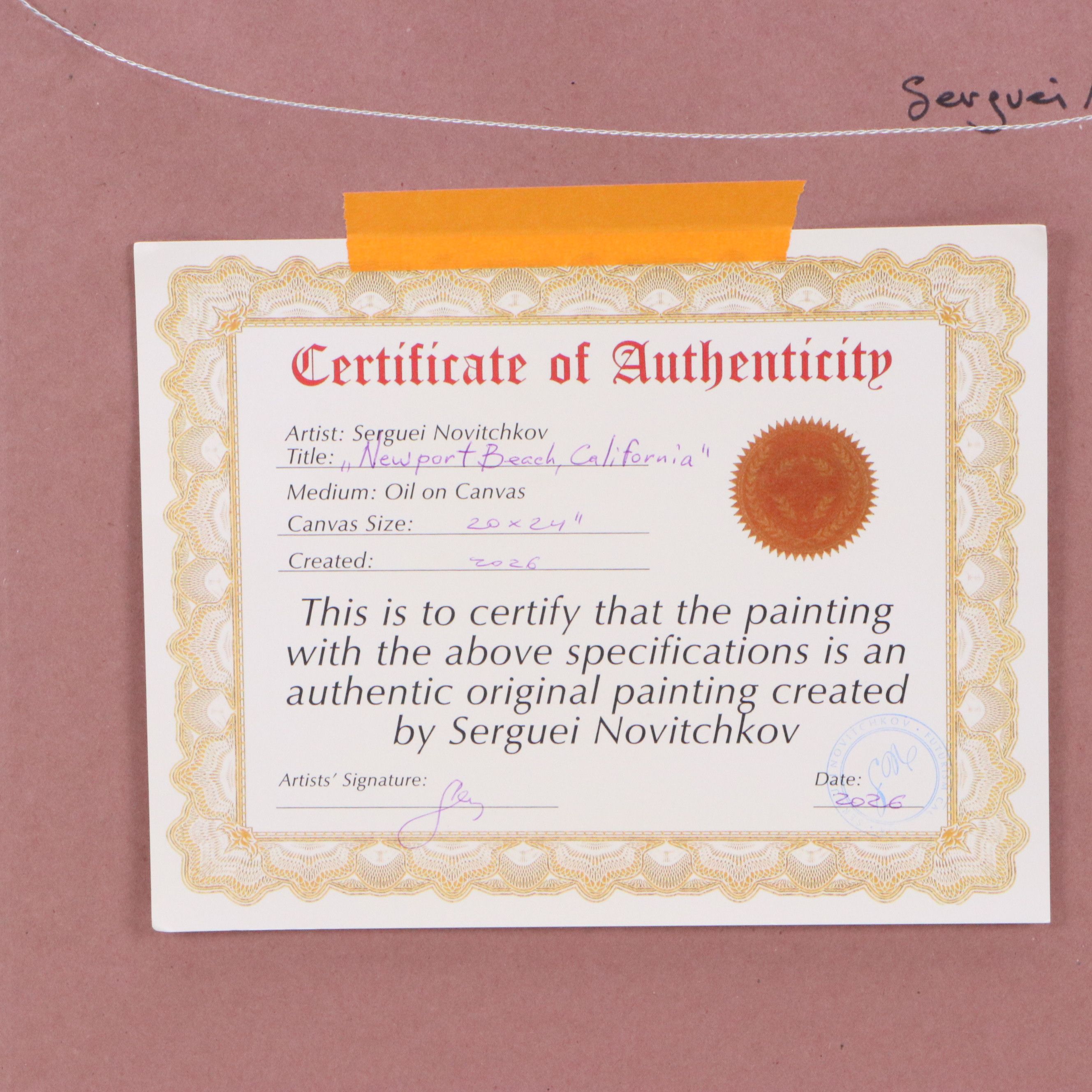 Serguei Novitchkov Oil Painting "Newport Beach, California," 2026