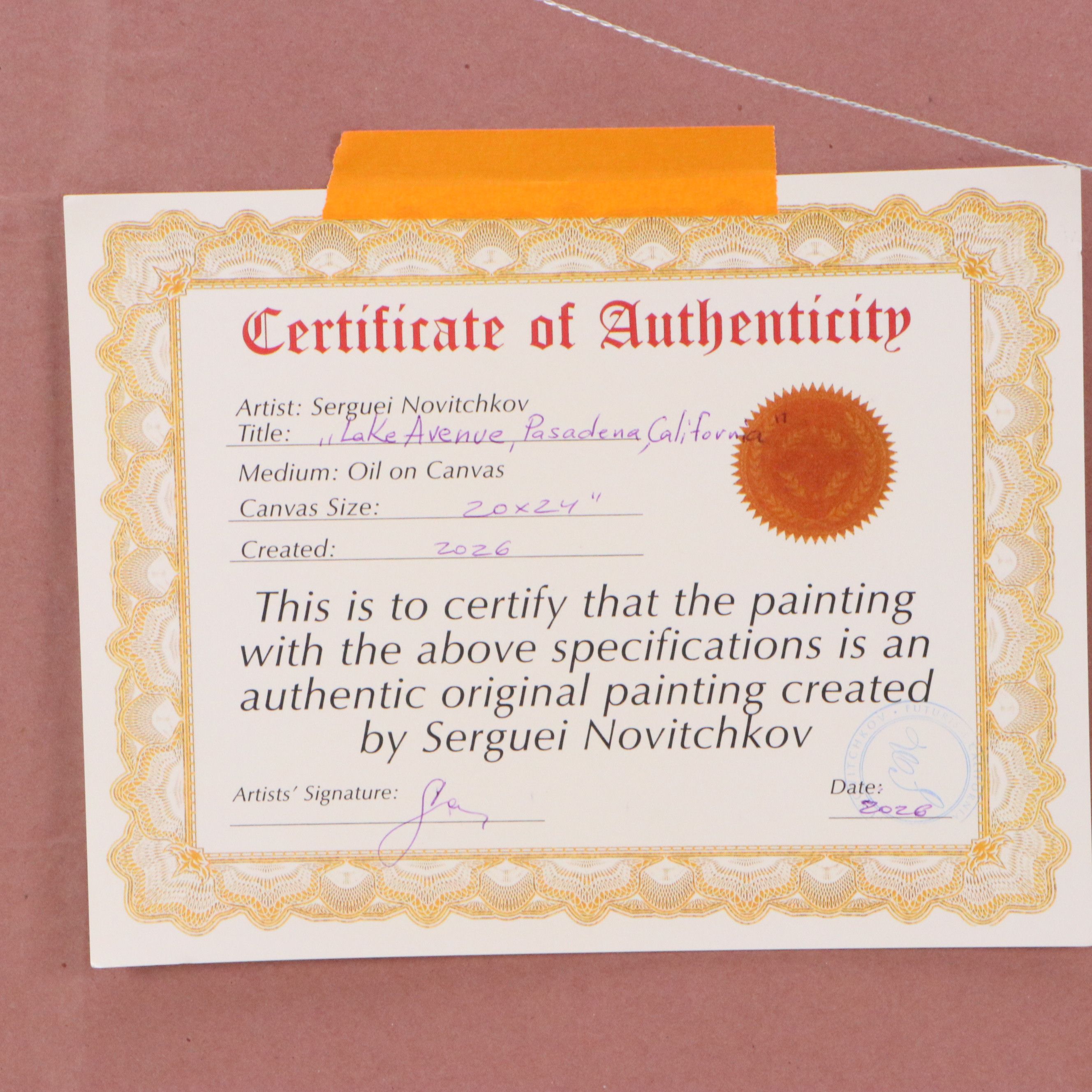 Serguei Novitchkov Oil Painting "Lake Avenue, Pasadena, California," 2026