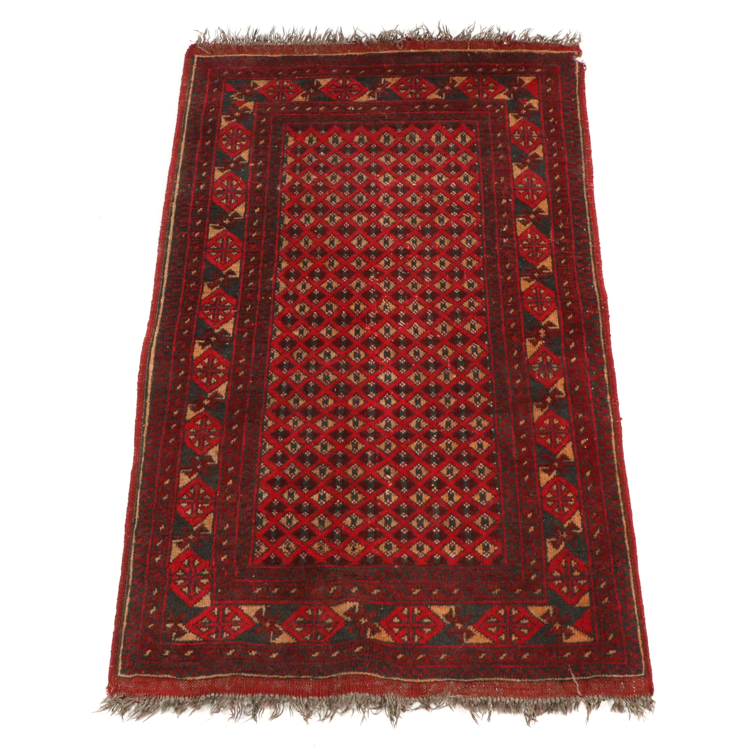 2'5 x 4'2 Hand-Knotted Afghan Baluch Accent Rug