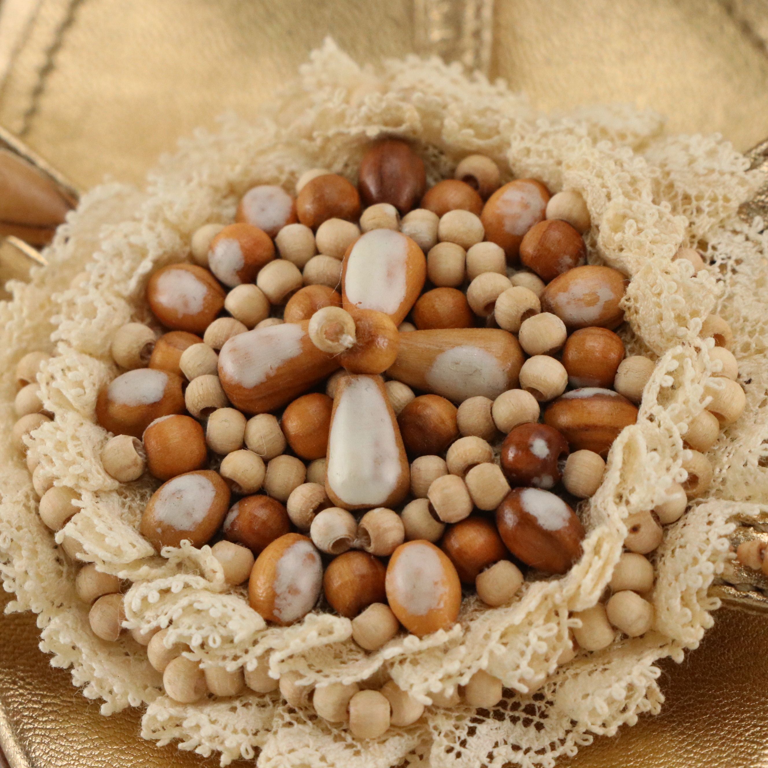 Prada Strappy Bead Embellished High Heel Sandals in Metallic Gold Leather