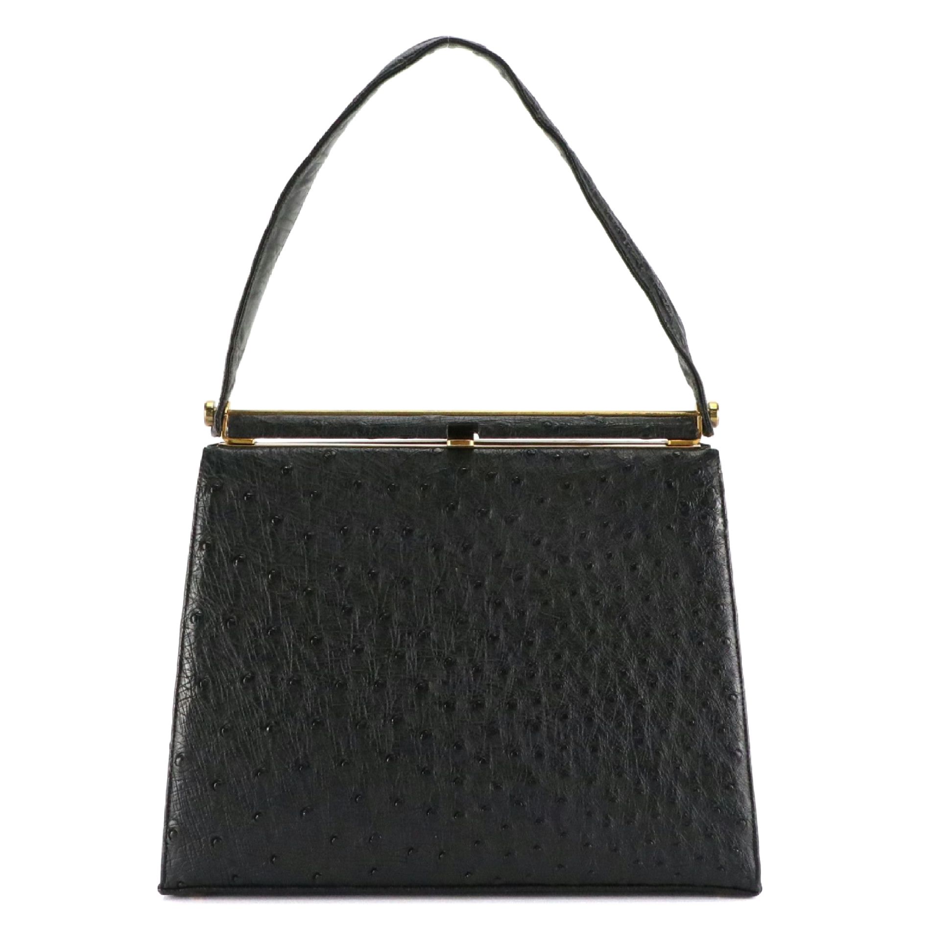 J. Miller Ostrich Skin Leather Handbag, Mid-20th Century