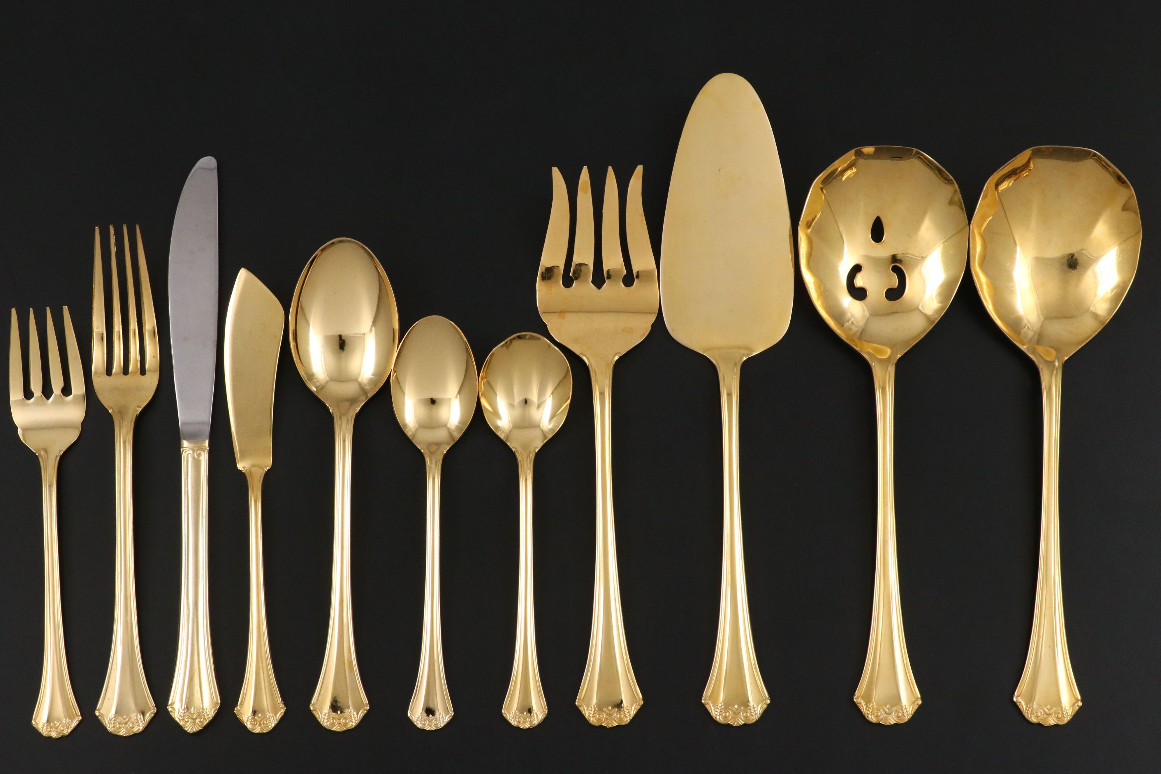 Towle Supreme Cutlery Collection Gold Plate Stainless Steel Flatware