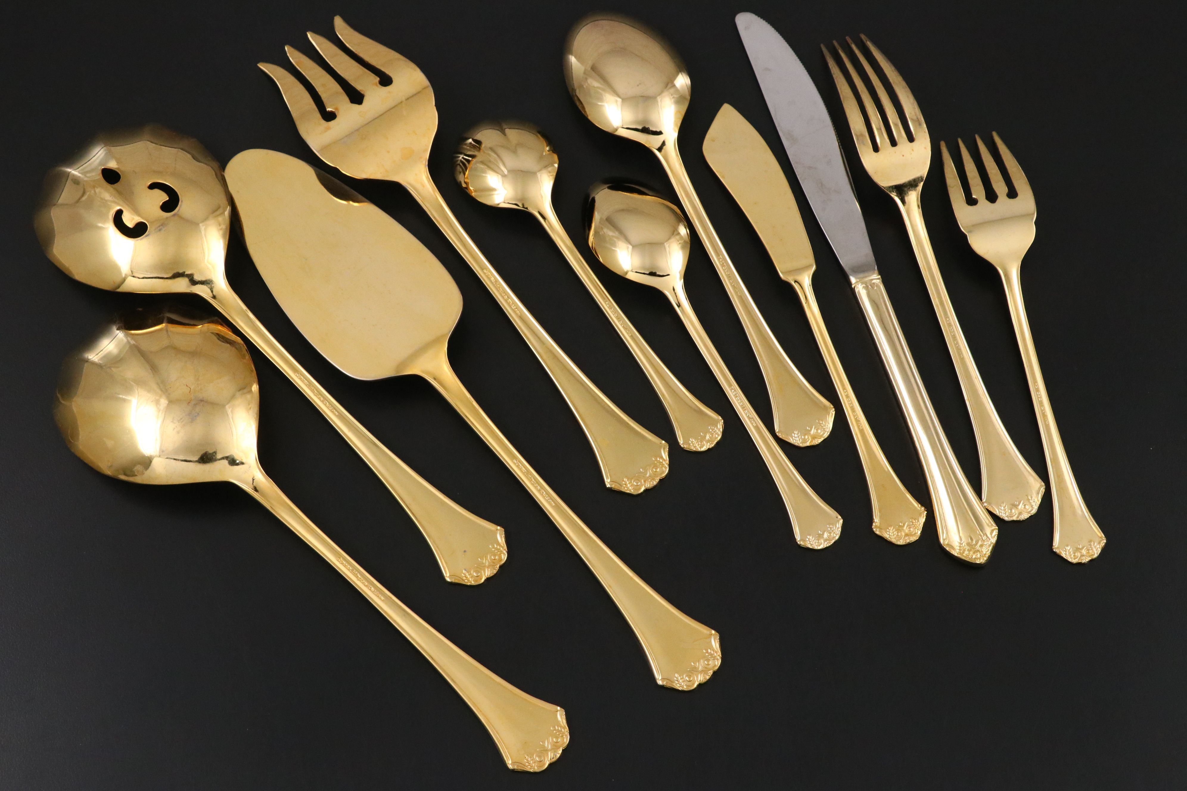 Towle Supreme Cutlery Collection Gold Plate Stainless Steel Flatware