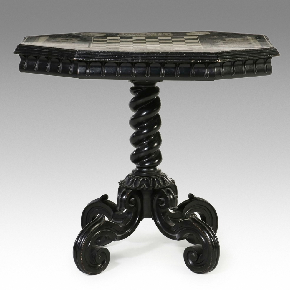 Neo-Grec Style Ebonized Games Table, Late 19th Century