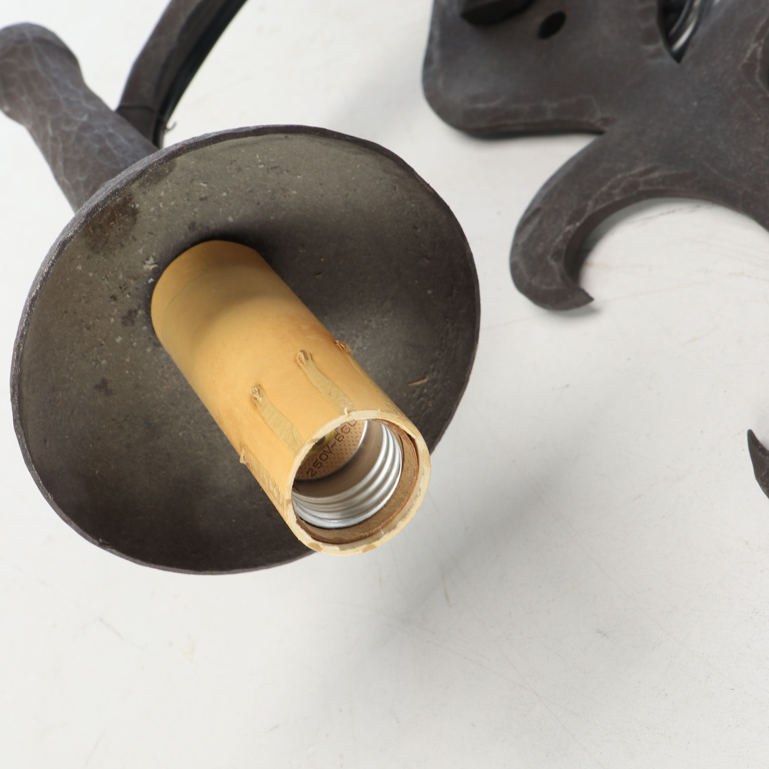 Spanish Revival Style Metal Wall Sconces with Clip on Shades