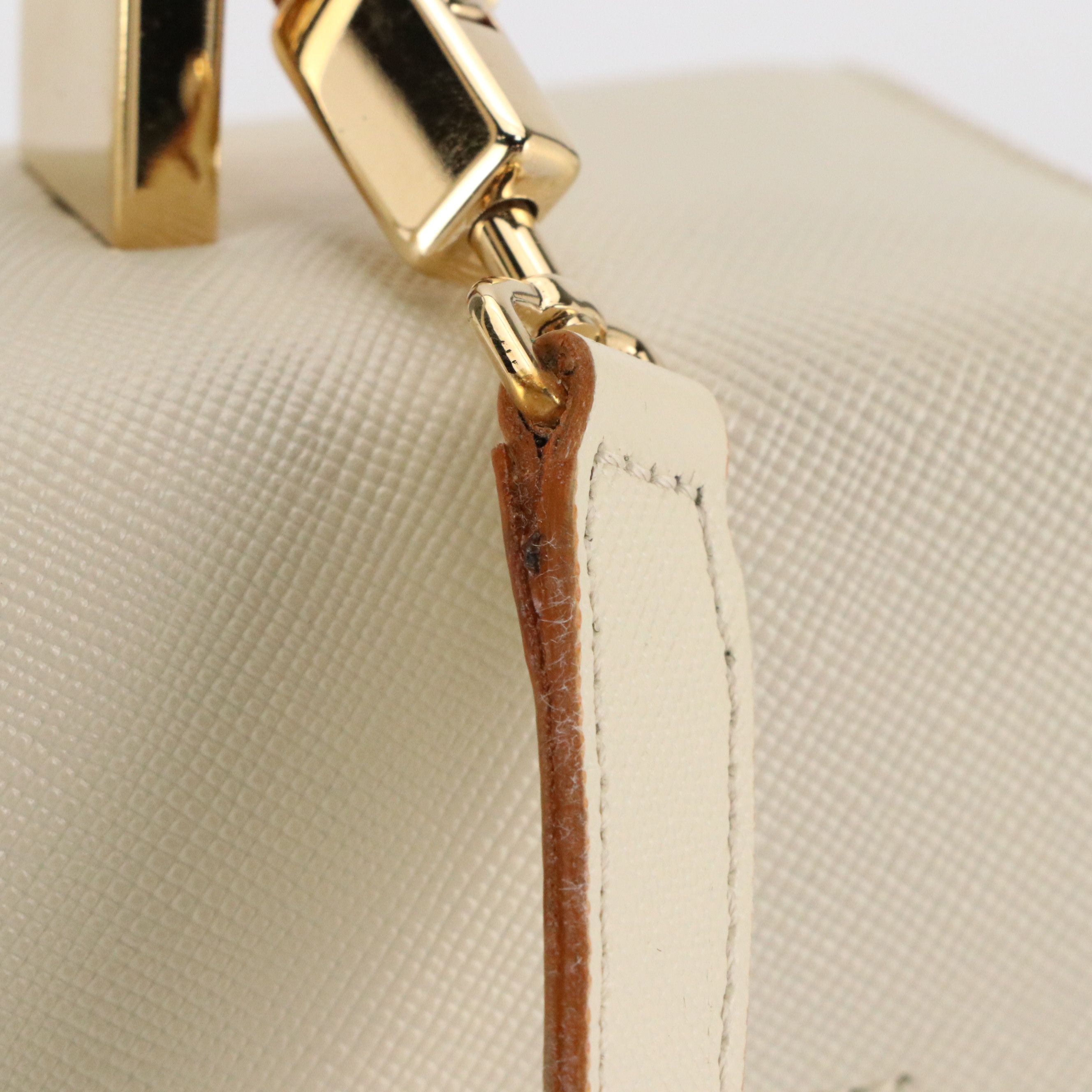 Salvatore Ferragamo Gancini Top Handle Two-Way Bag in White Saffiano Leather