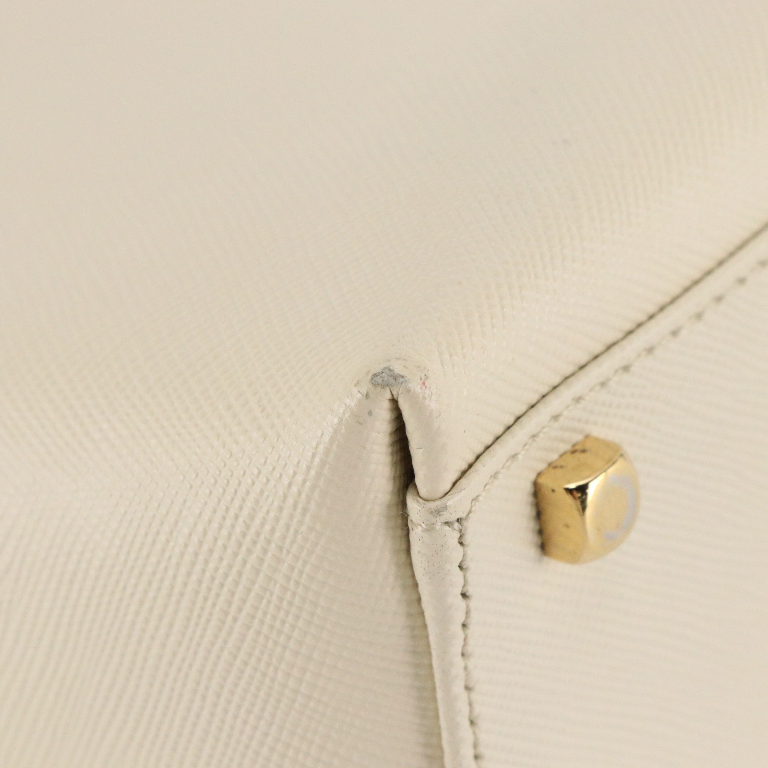 Salvatore Ferragamo Gancini Top Handle Two-Way Bag in White Saffiano Leather