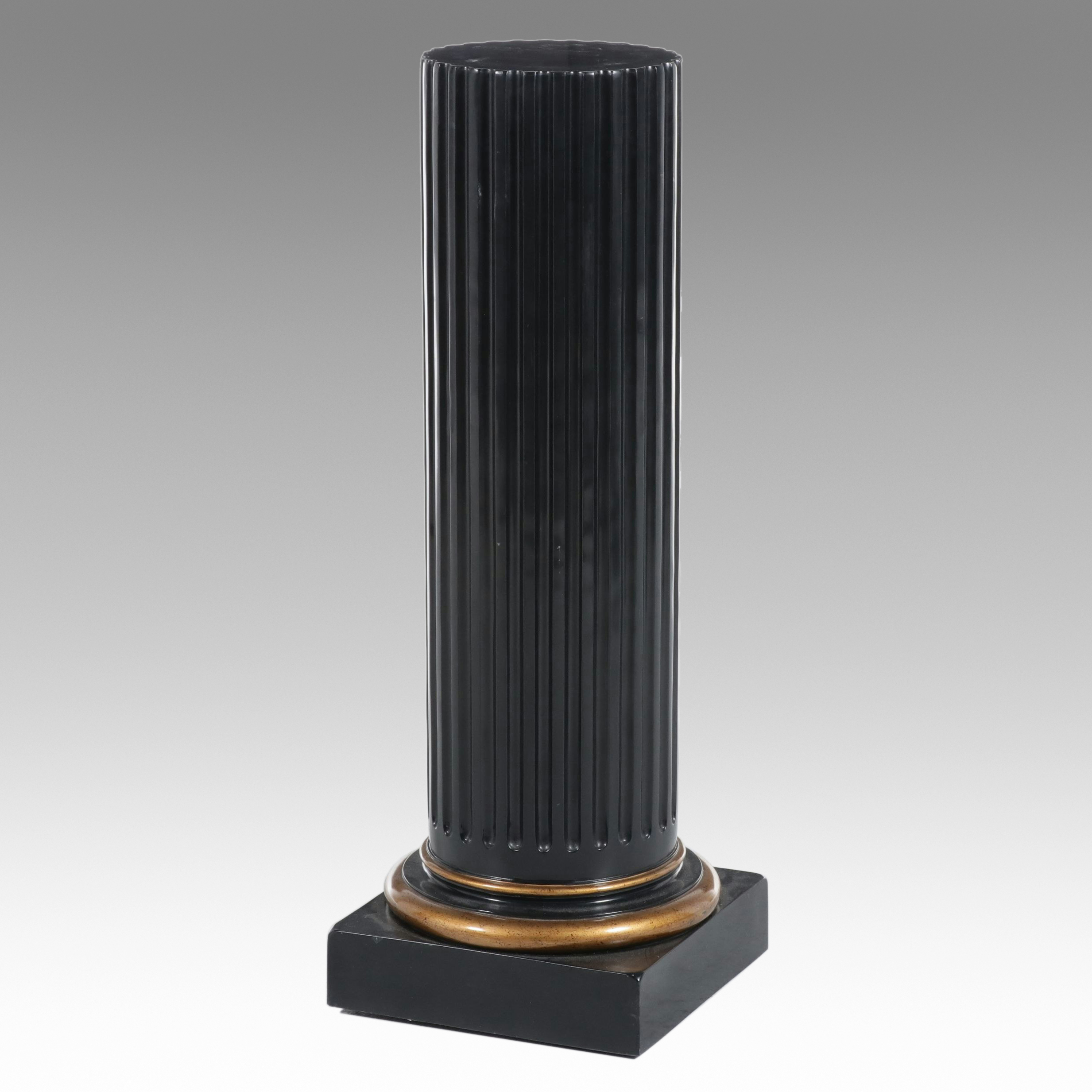Enameled Black with Gilt Accented Fluted Column Stand