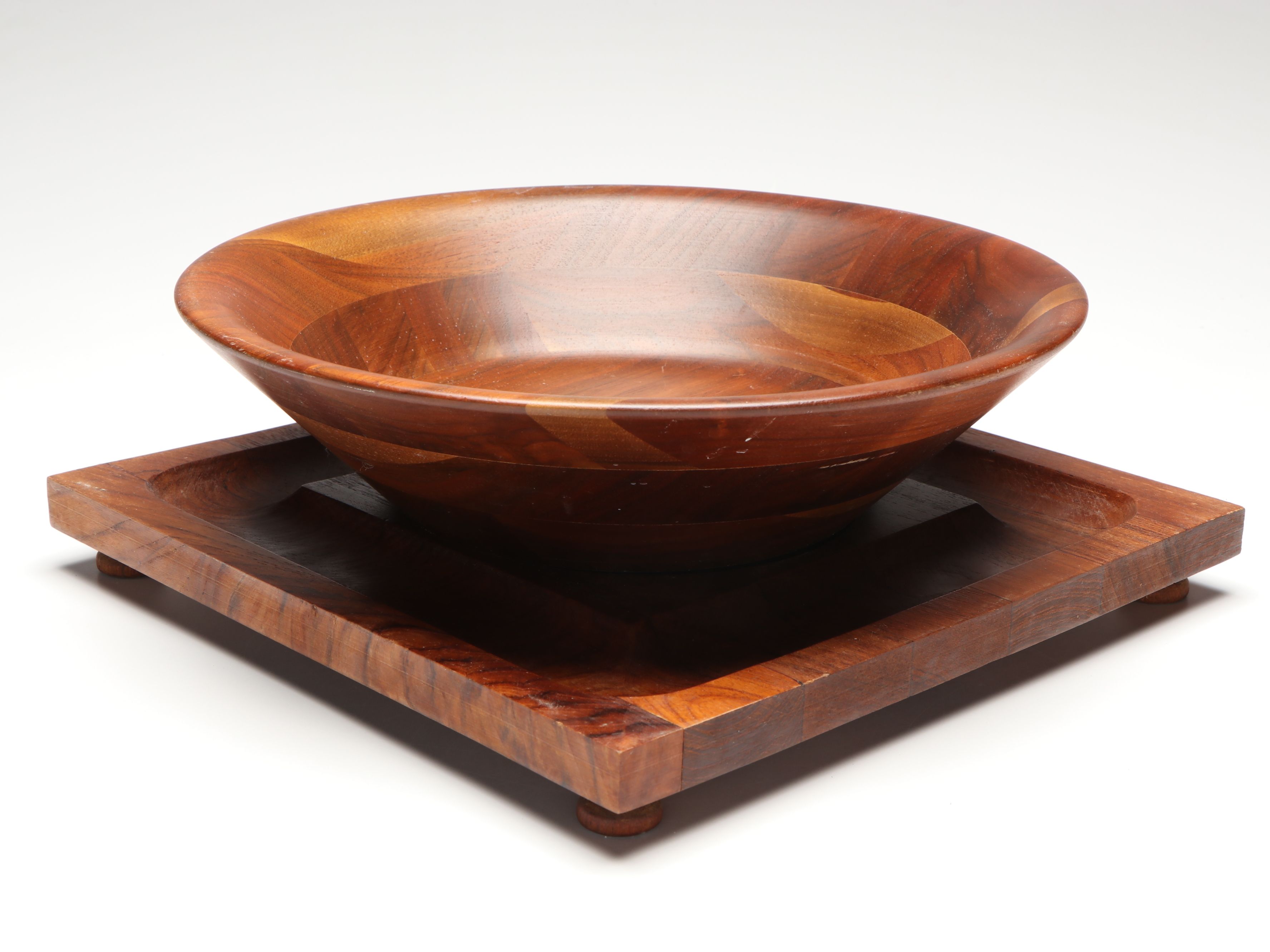 Mid Century Modern Style Wood Bowls and Trays