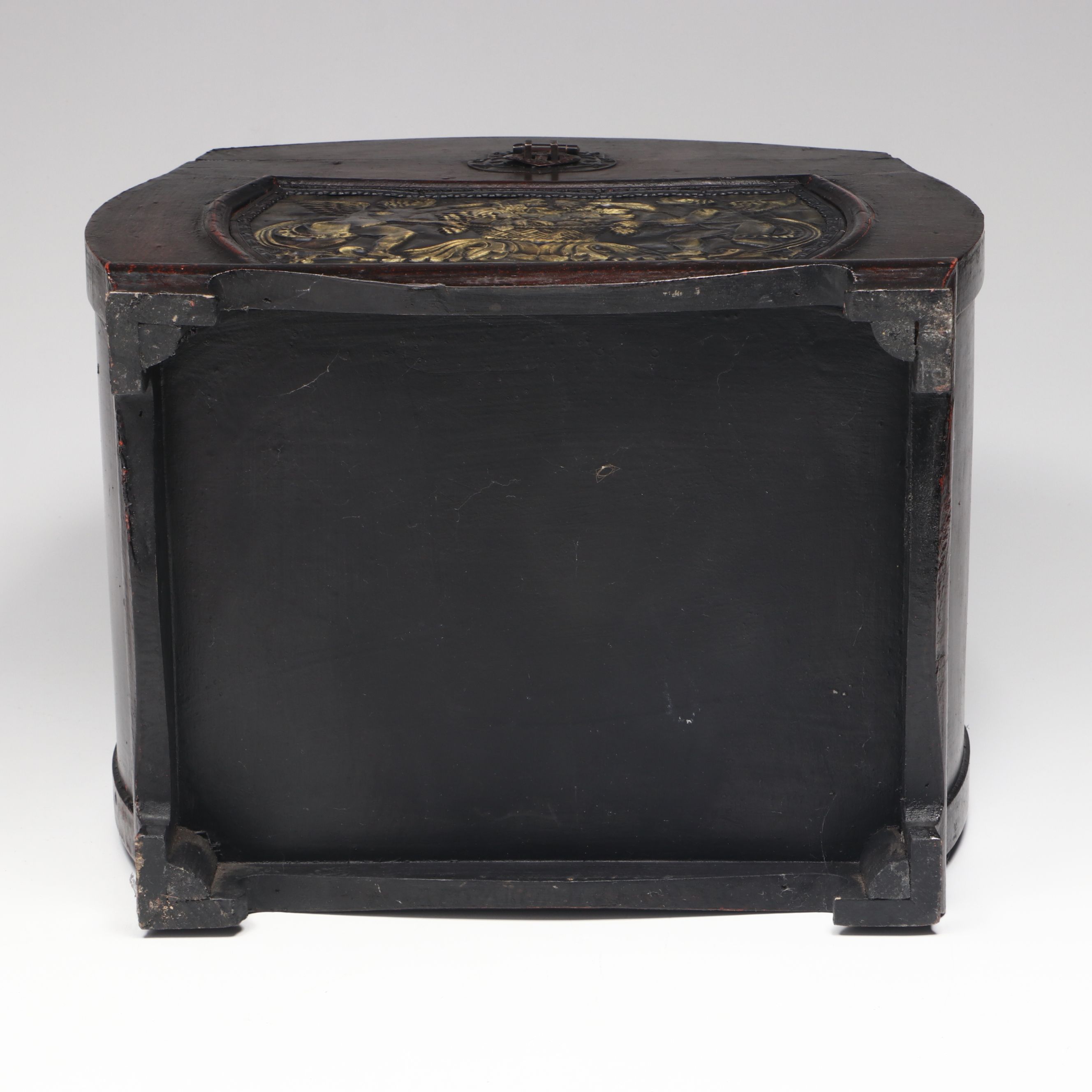 Chinese Style Wood and Embossed Metal Domed Box