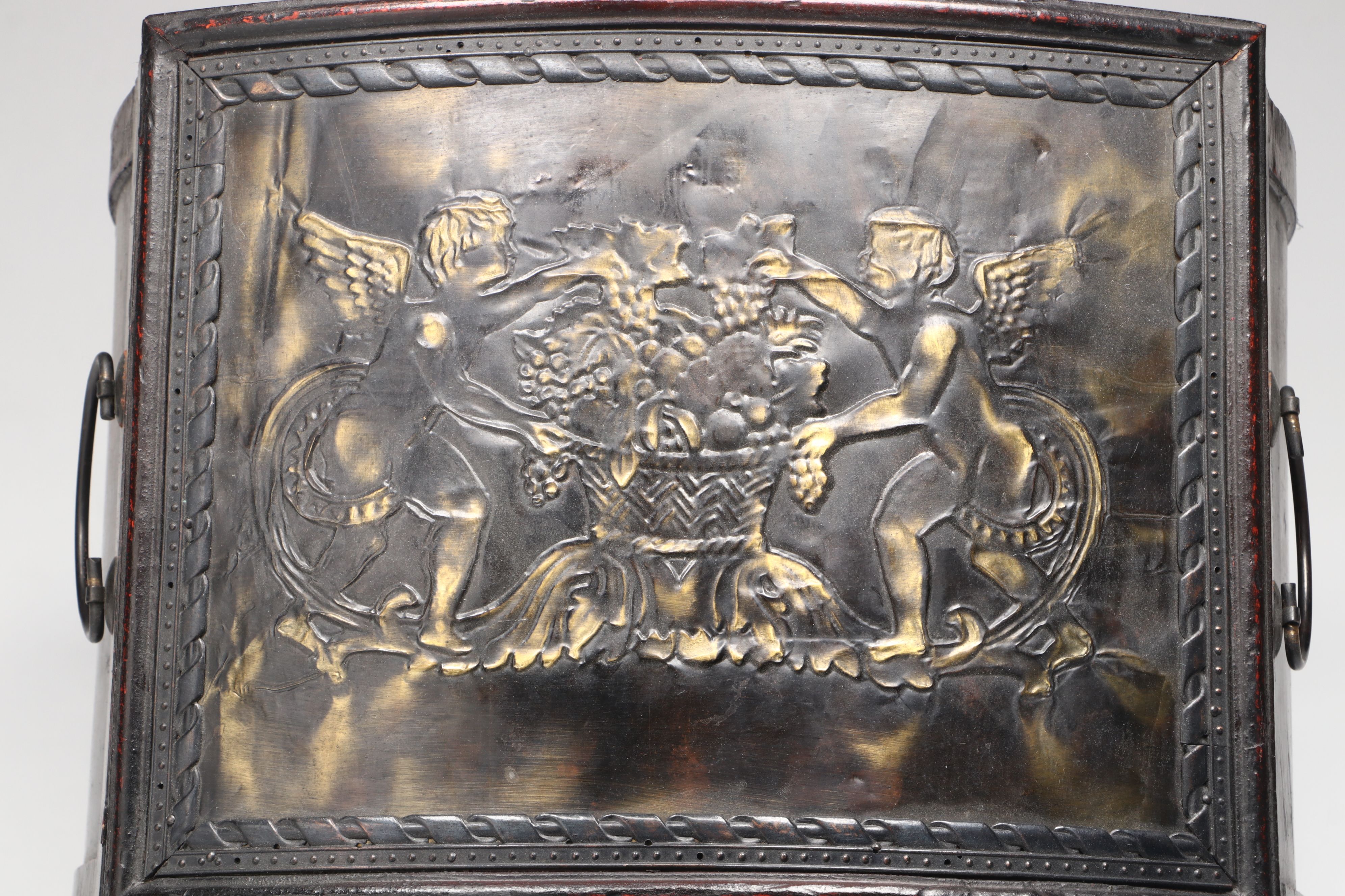 Chinese Style Wood and Embossed Metal Domed Box