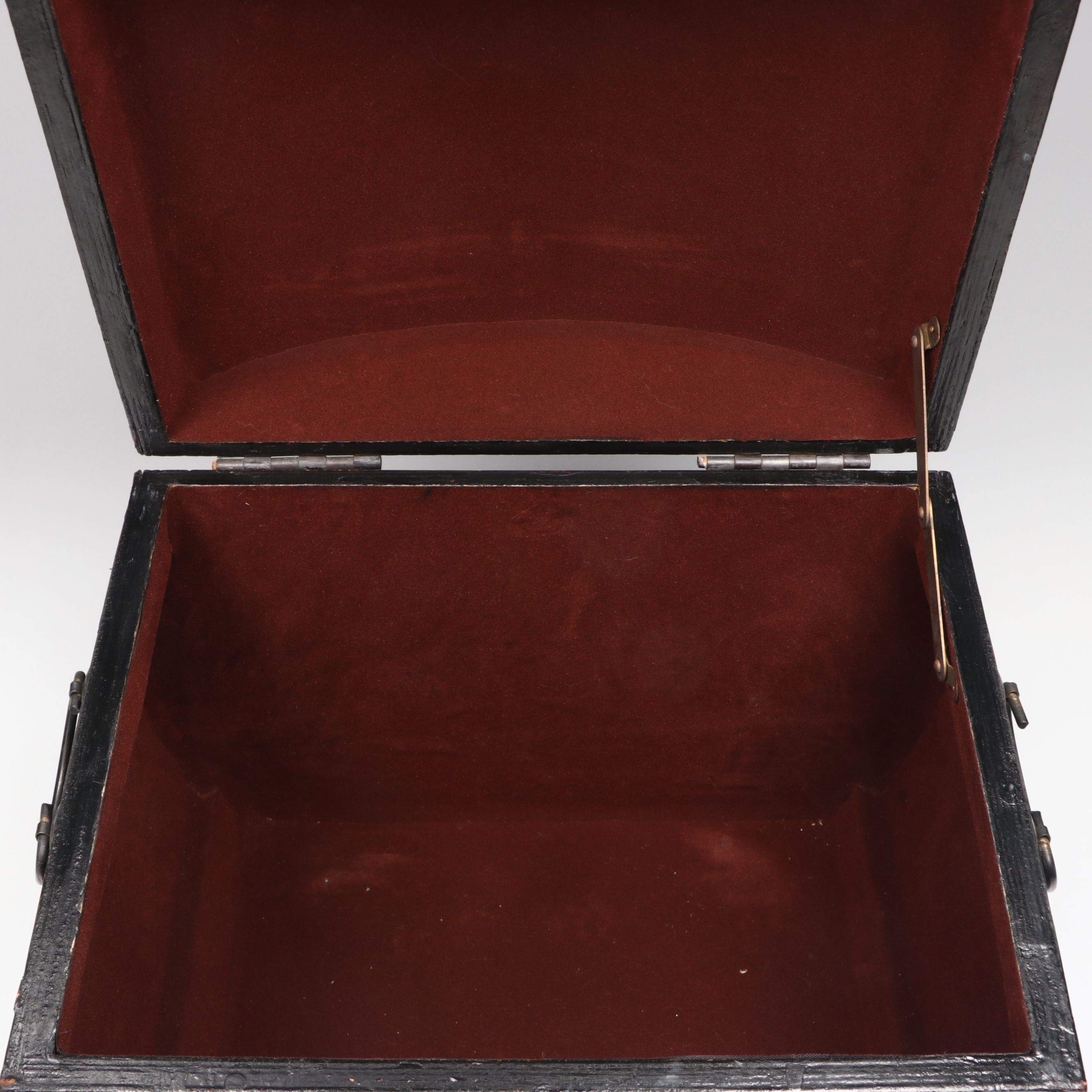 Chinese Style Wood and Embossed Metal Domed Box