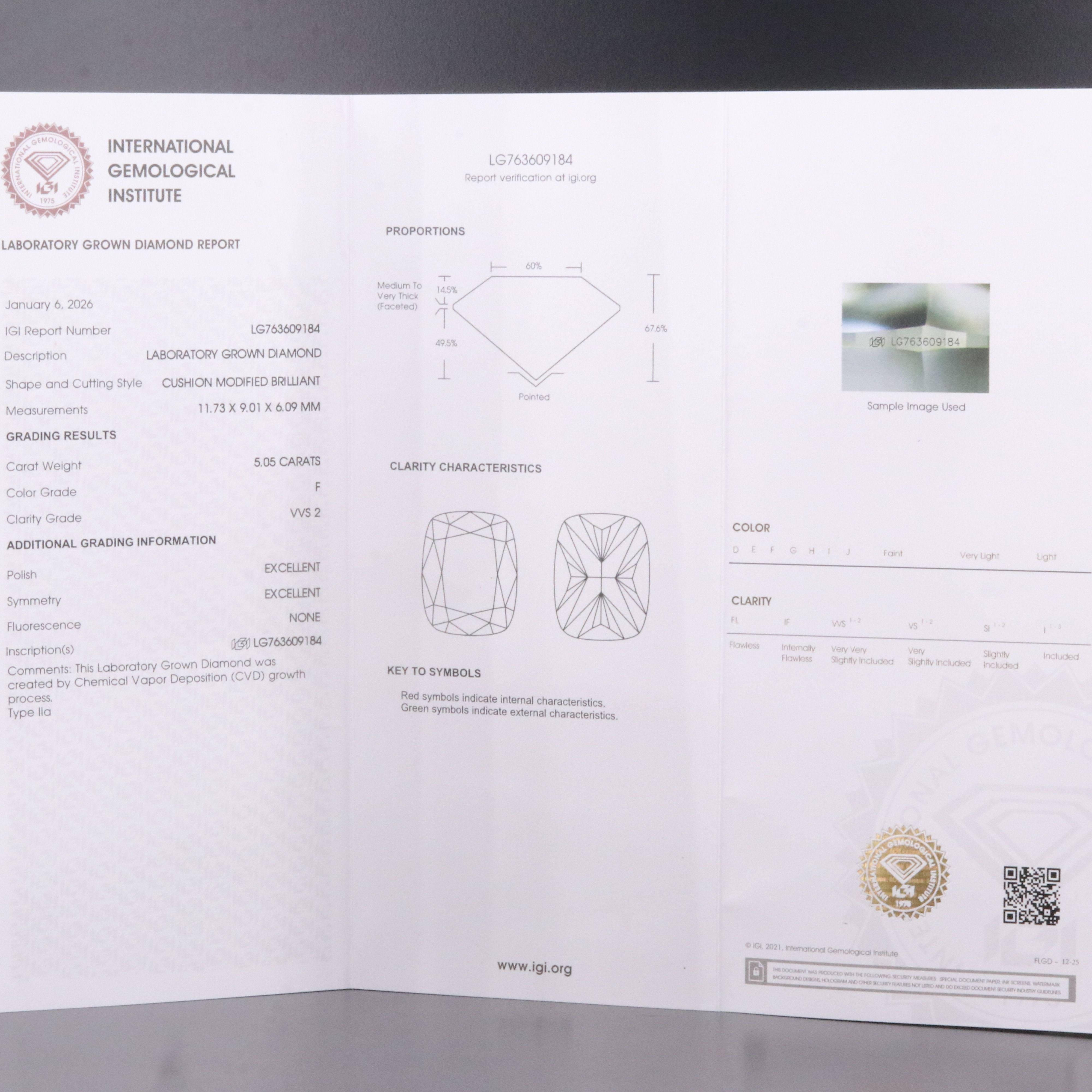 14K 5.23 CTW Lab Grown Diamond Ring with IGI Report