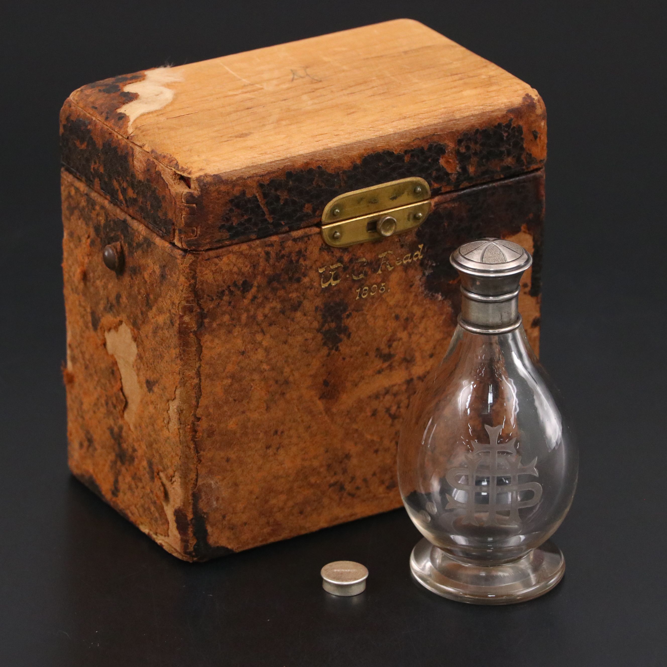 Gorham Sterling and Glass Communion Cruet with Box, 1895
