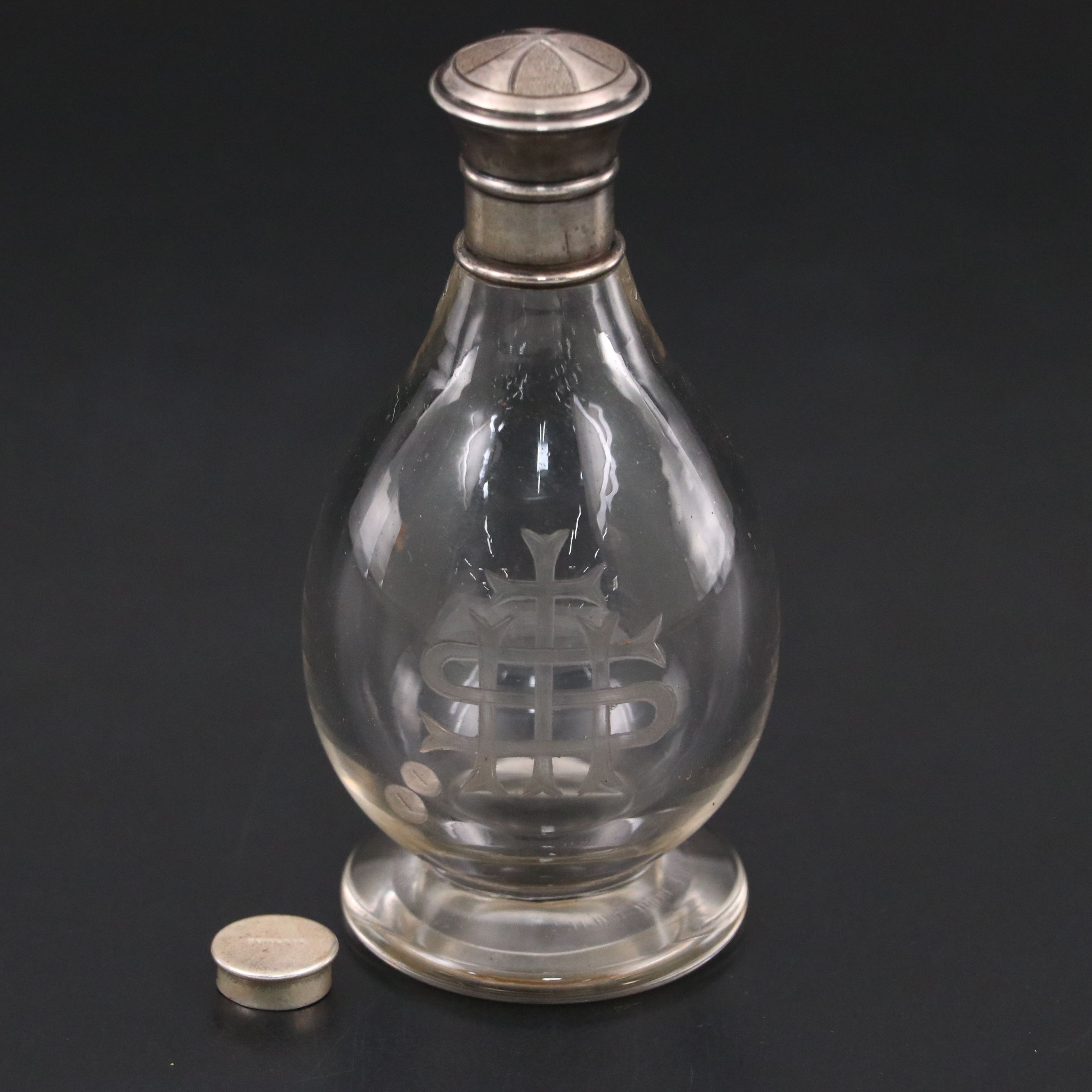 Gorham Sterling and Glass Communion Cruet with Box, 1895