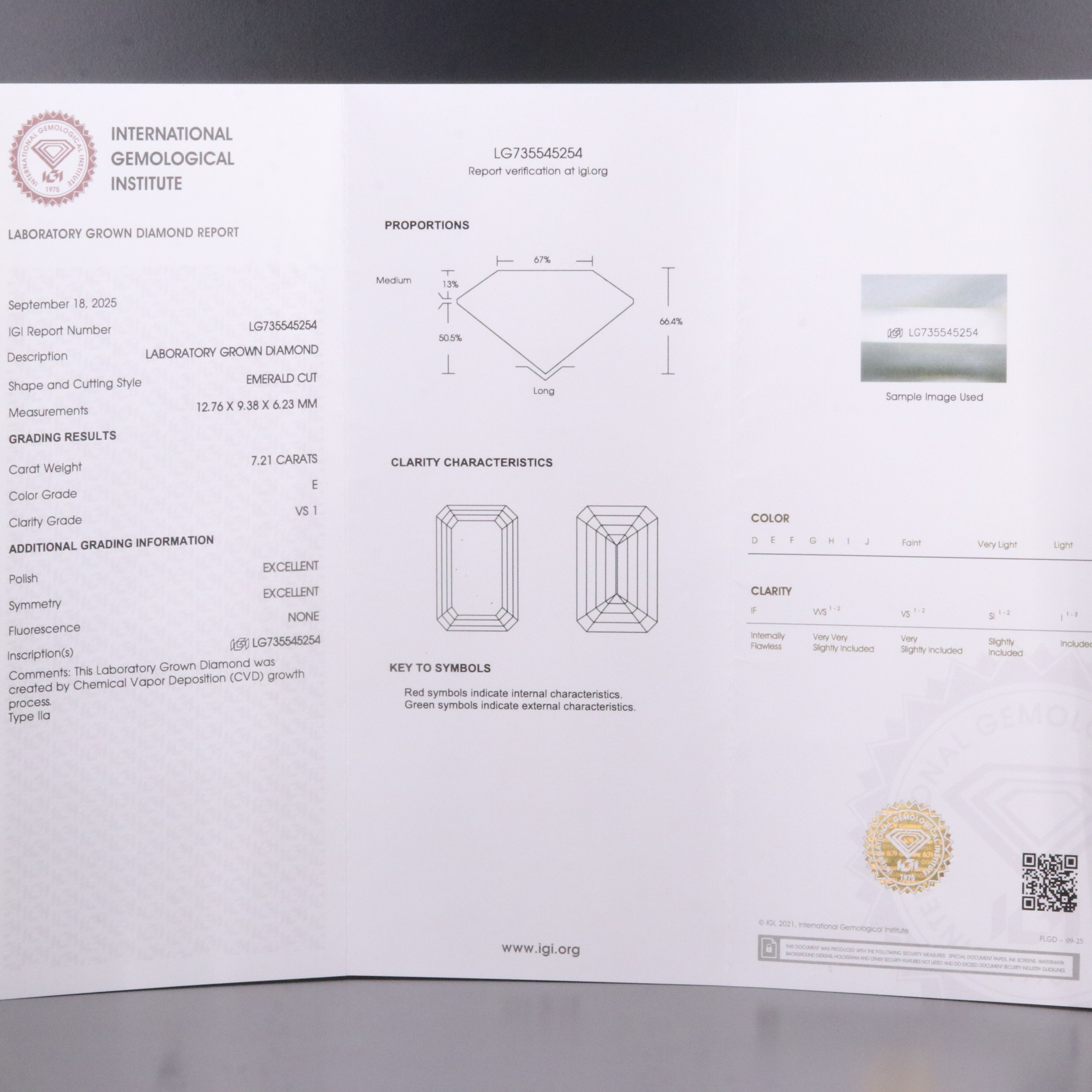 18K 7.21 CT Lab Grown Diamond Ring with IGI Report