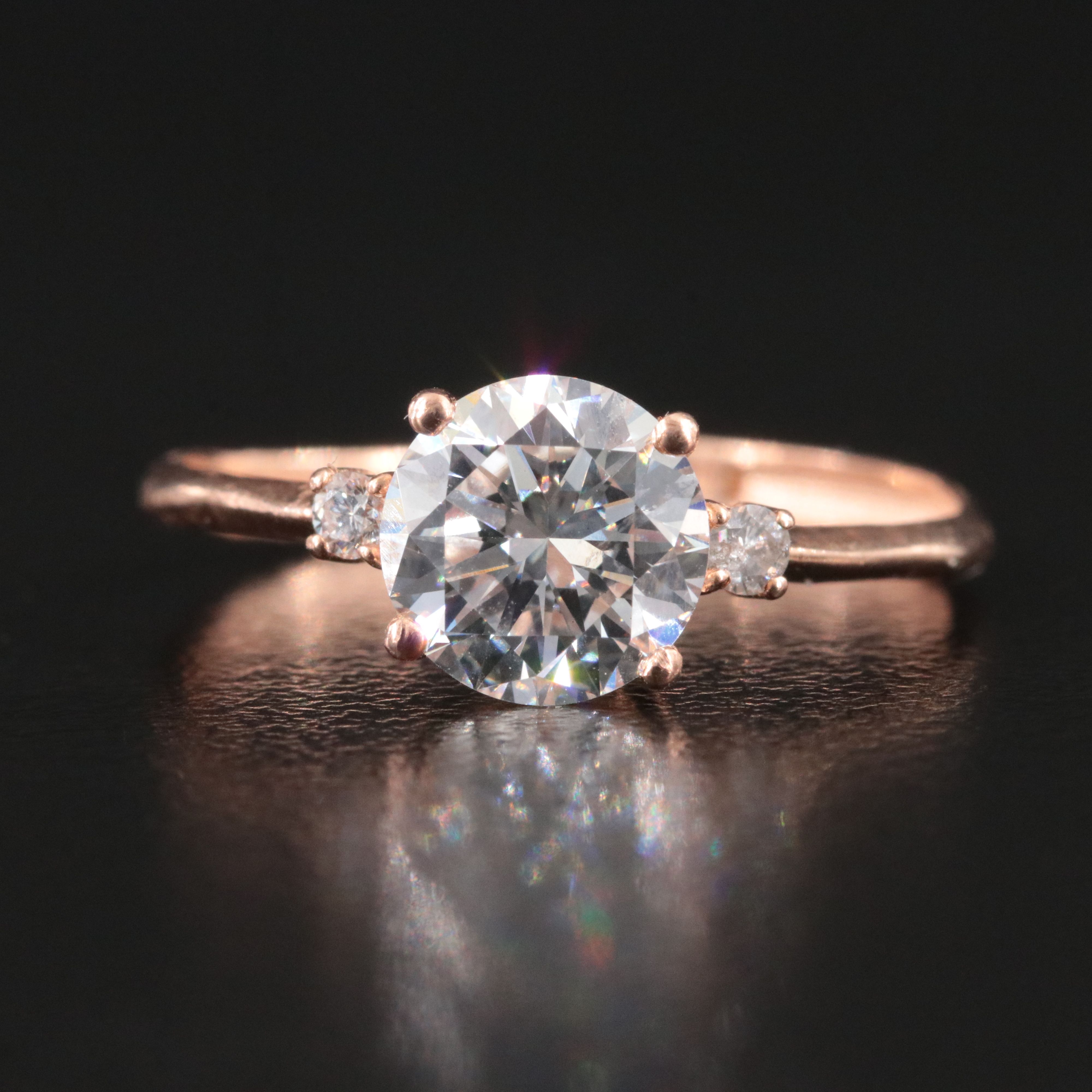 14K Rose Gold 1.25 CTW Diamond Ring with Lab Grown Center