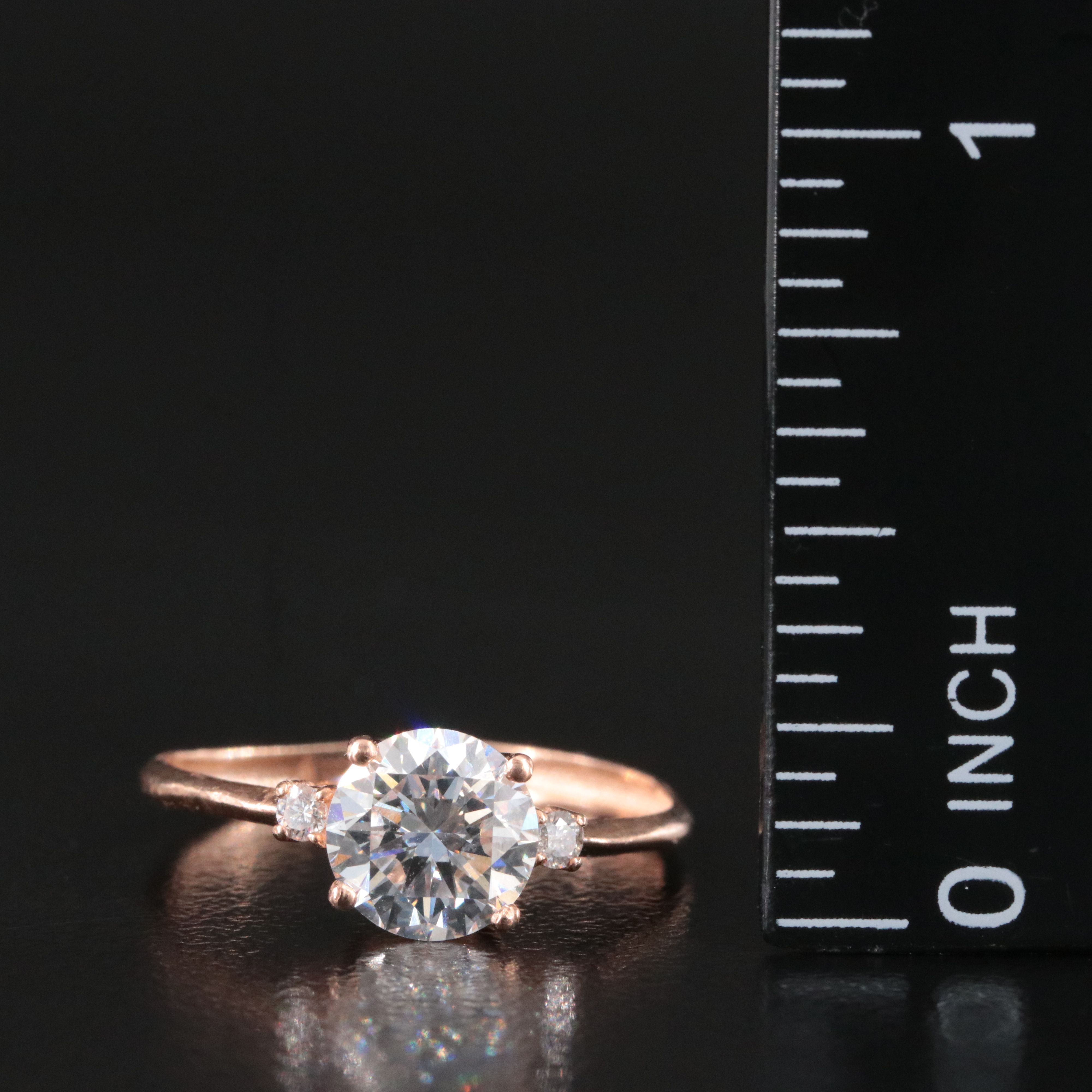 14K Rose Gold 1.25 CTW Diamond Ring with Lab Grown Center
